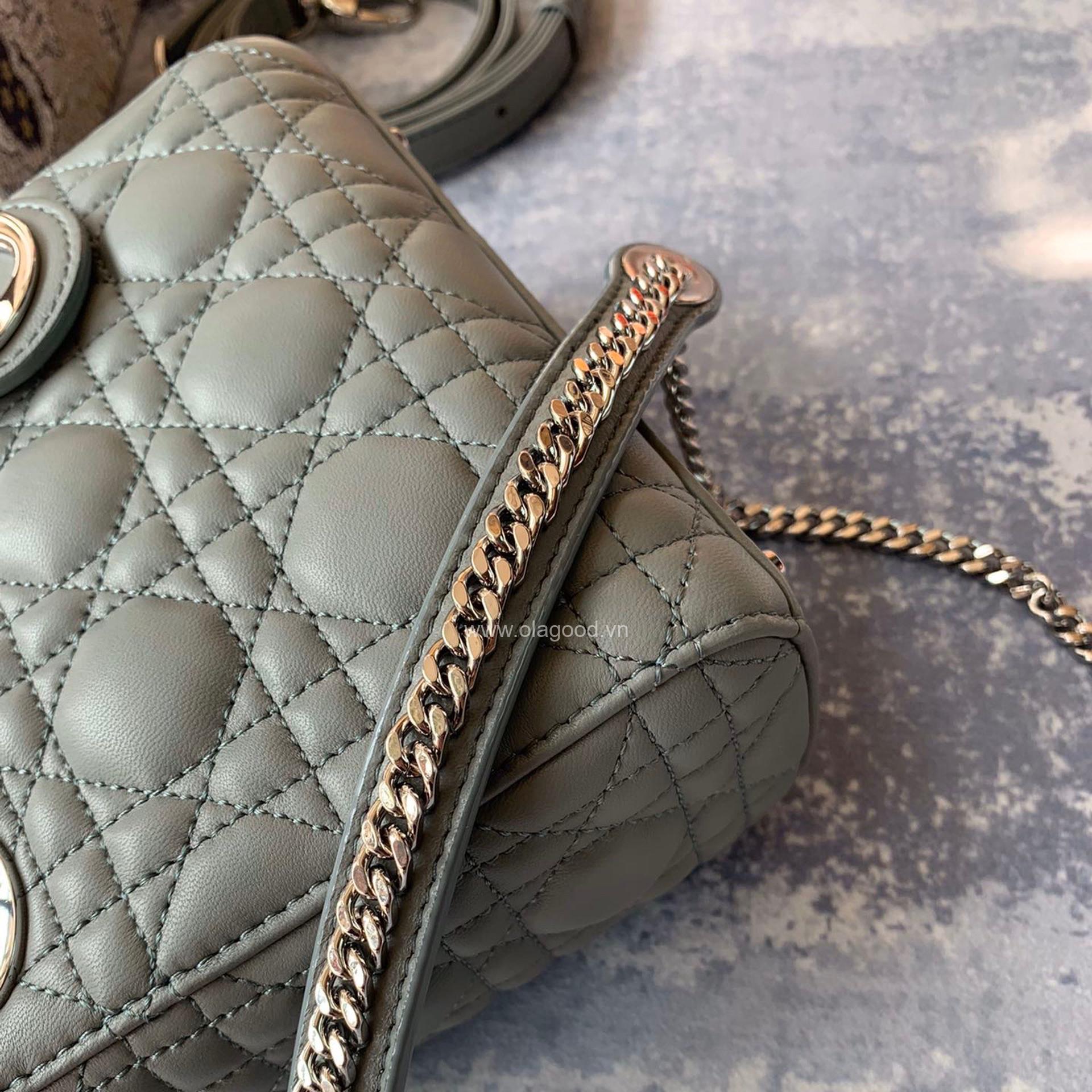 Túi xách dior lady 3 mắt màu xám xanh - DOLX021 - Hình ảnh 5