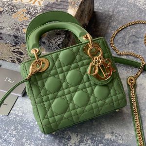 Túi xách dior lady 3 mắt màu xanh lá - DOLX022