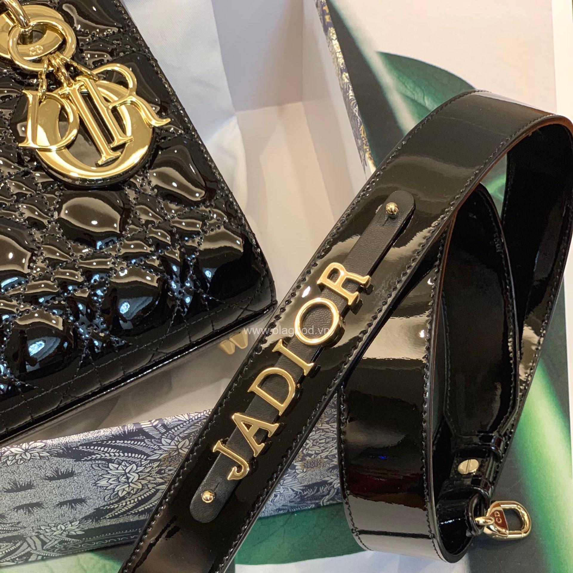 Túi xách dior lady 5 mắt da bóng màu đen - DOLD023 - Hình ảnh 4