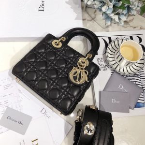 Túi xách dior lady 5 mắt da lỳ màu đen - DOLD029