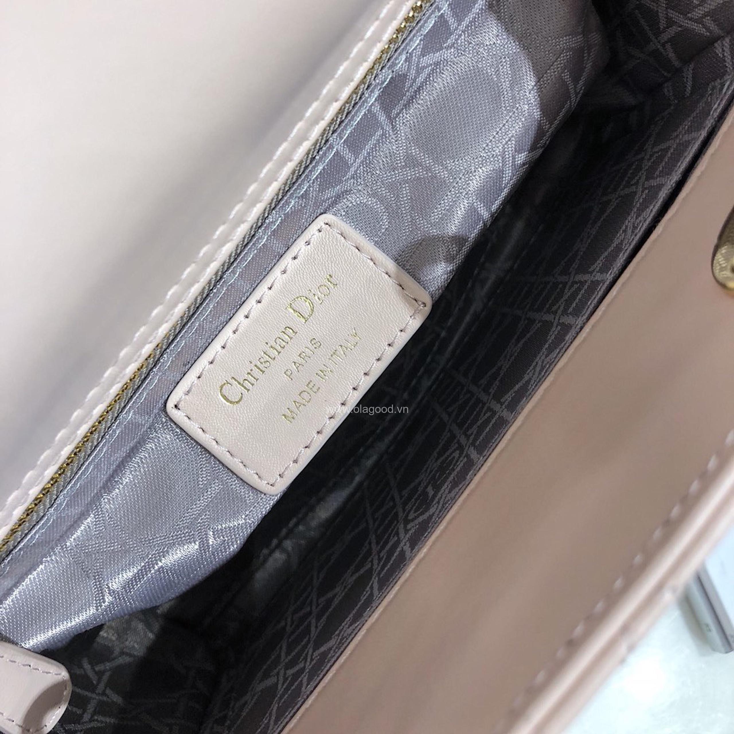 Túi xách dior lady 5 mắt da lỳ màu hồng nhạt - DOLH0211 - Hình ảnh 8