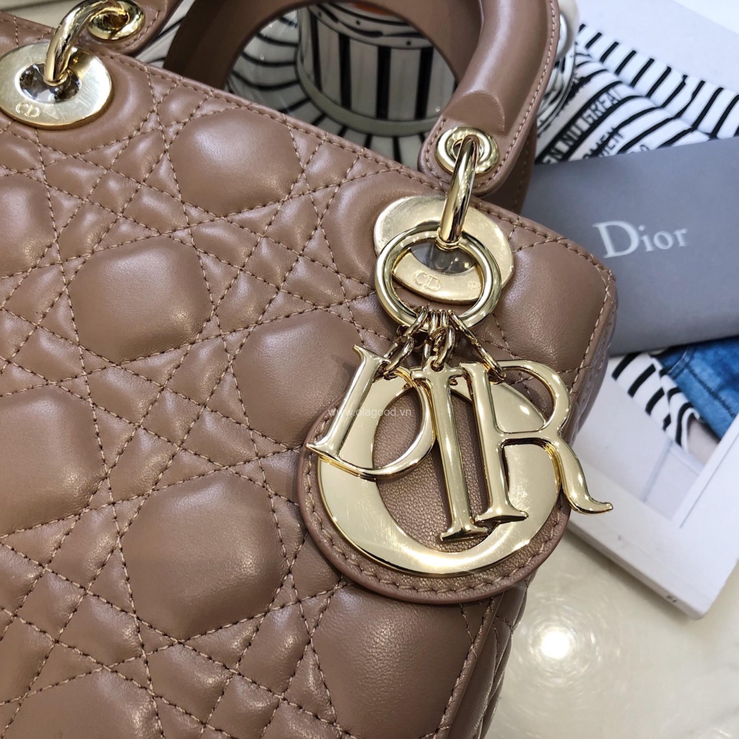 Túi xách dior lady 5 mắt da lỳ màu nâu - DOLN0212 - Hình ảnh 3
