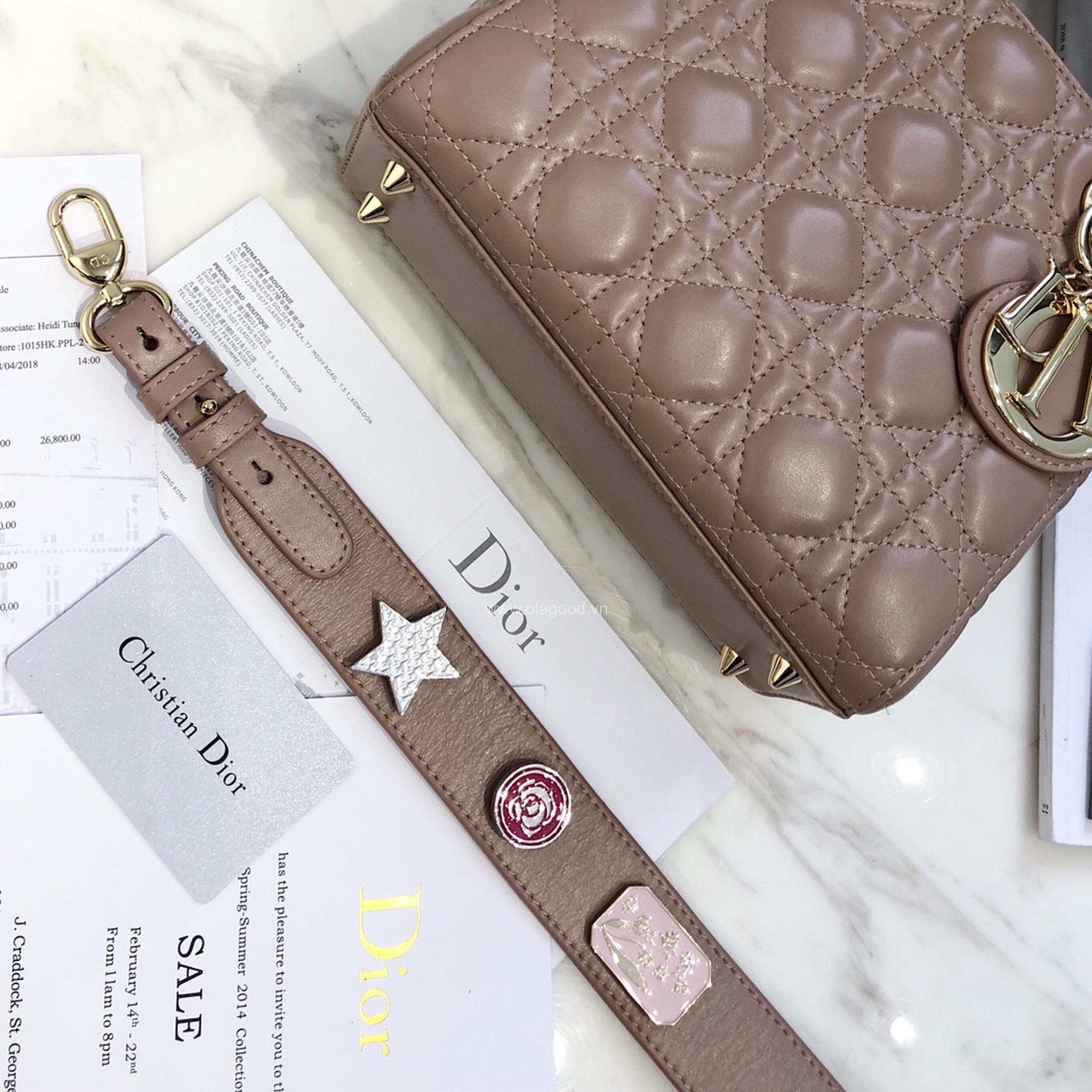 Túi xách dior lady 5 mắt da lỳ màu nâu - DOLN0212 - Hình ảnh 9