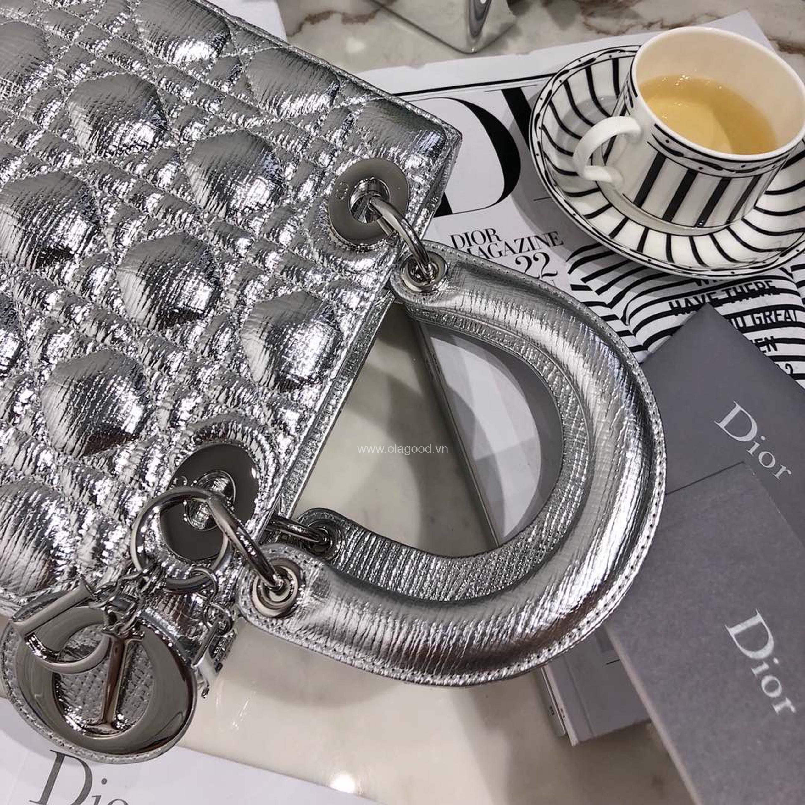 Túi xách dior lady 5 mắt màu bạc - DOLB0215 - Hình ảnh 4