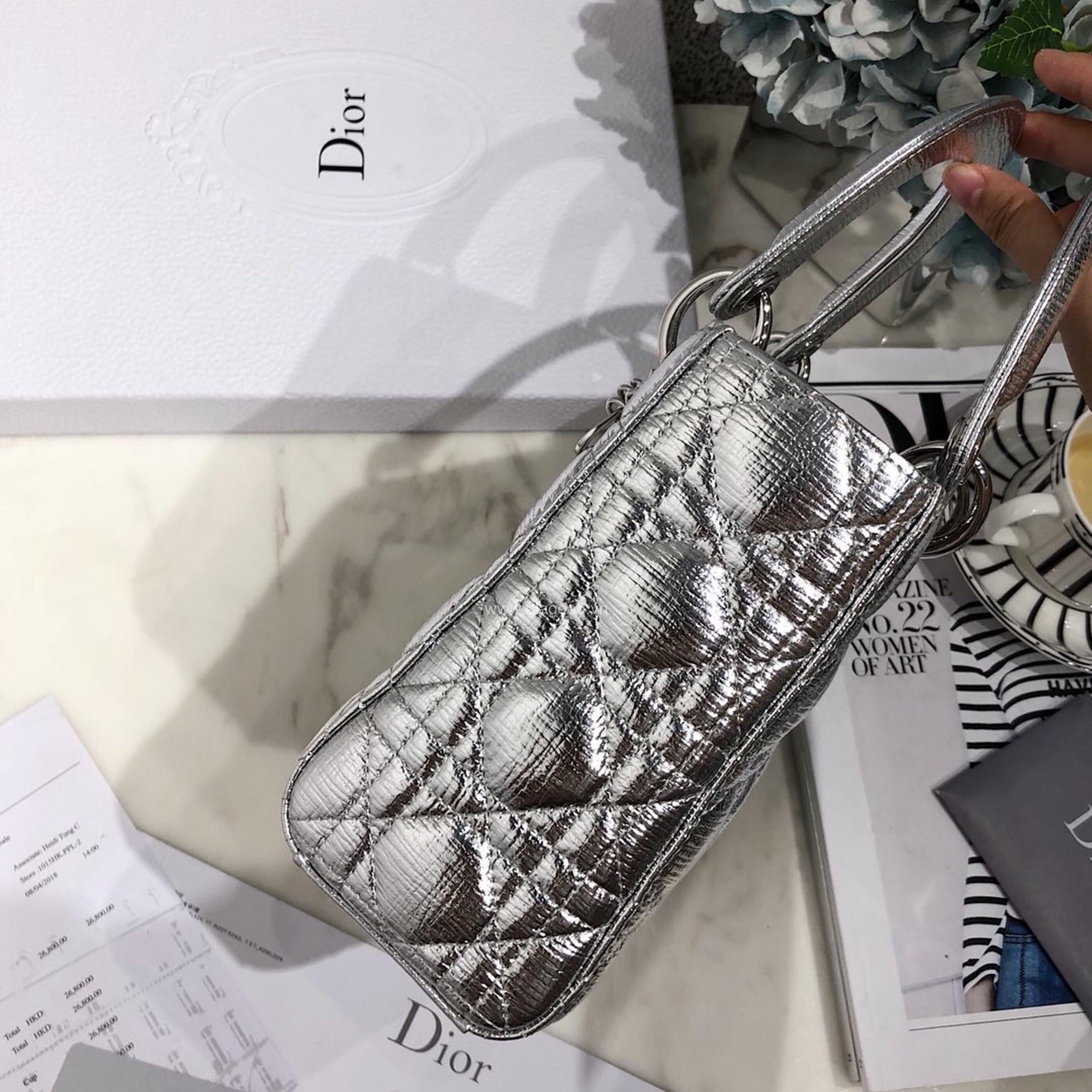 Túi xách dior lady 5 mắt màu bạc - DOLB0215 - Hình ảnh 5