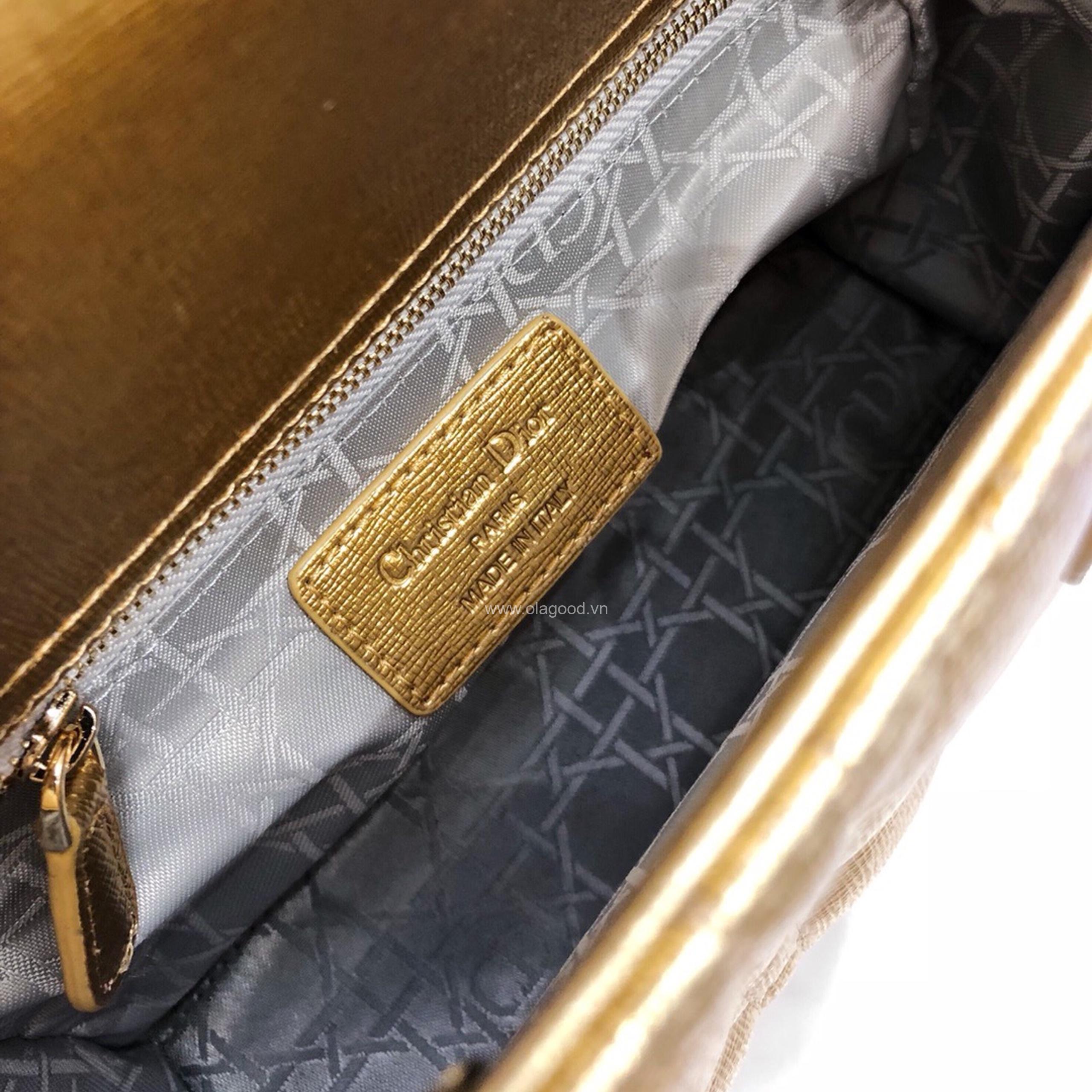 Túi xách dior lady 5 mắt màu vàng gold - DOLV0216 - Hình ảnh 8