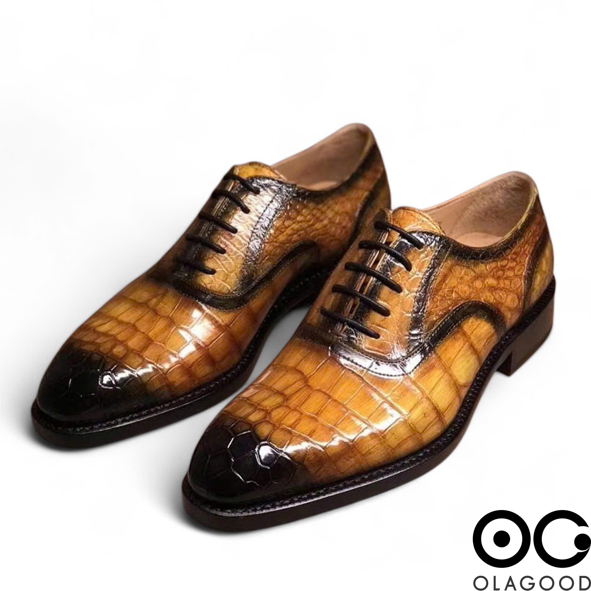 Giày patina da cá sấu sông Nile cao cấp - Cấu trúc goodyear handmade - GGY0120S