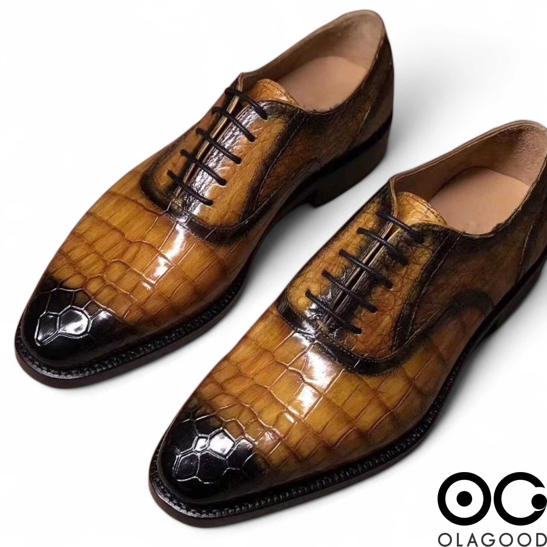 Giày patina da cá sấu sông Nile cao cấp - Cấu trúc goodyear handmade - GGY0120S - Hình ảnh 4