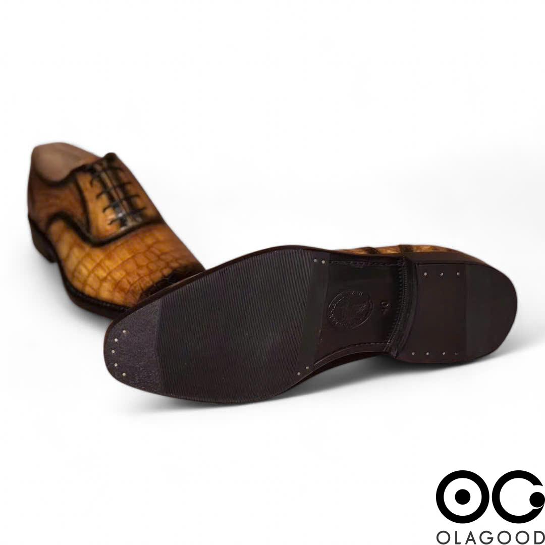 Giày patina da cá sấu sông Nile cao cấp - Cấu trúc goodyear handmade - GGY0120S - Hình ảnh 7