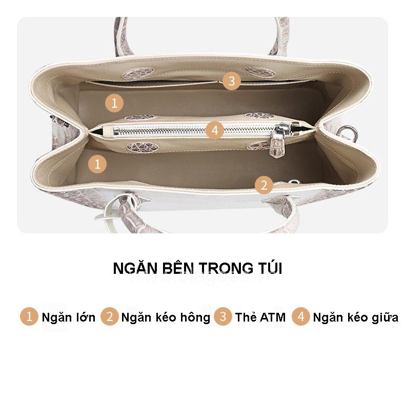 Túi xách nữ da cá sấu bạch tạng - TXBT0249S - Hình ảnh 10