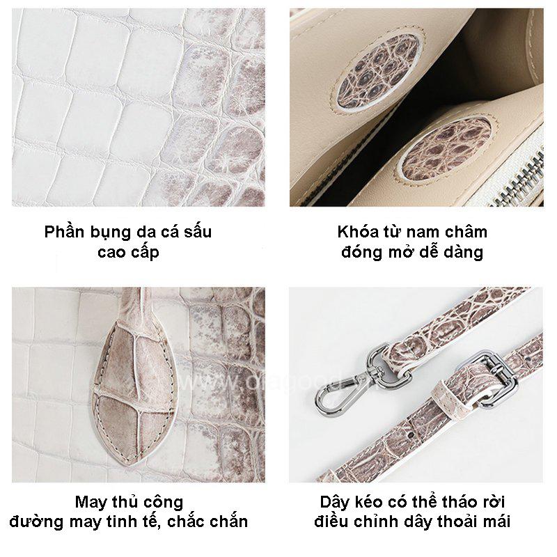 Túi xách nữ da cá sấu bạch tạng - TXBT0249S - Hình ảnh 6