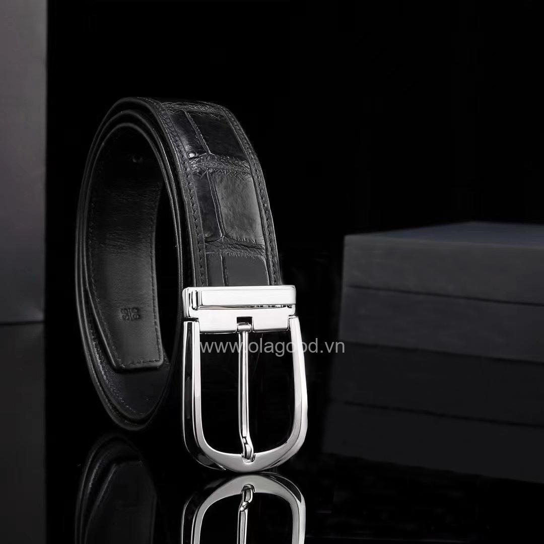 Dây lưng nam da cá sấu - Khóa bạc 925 - TLB011S - Hình ảnh 3