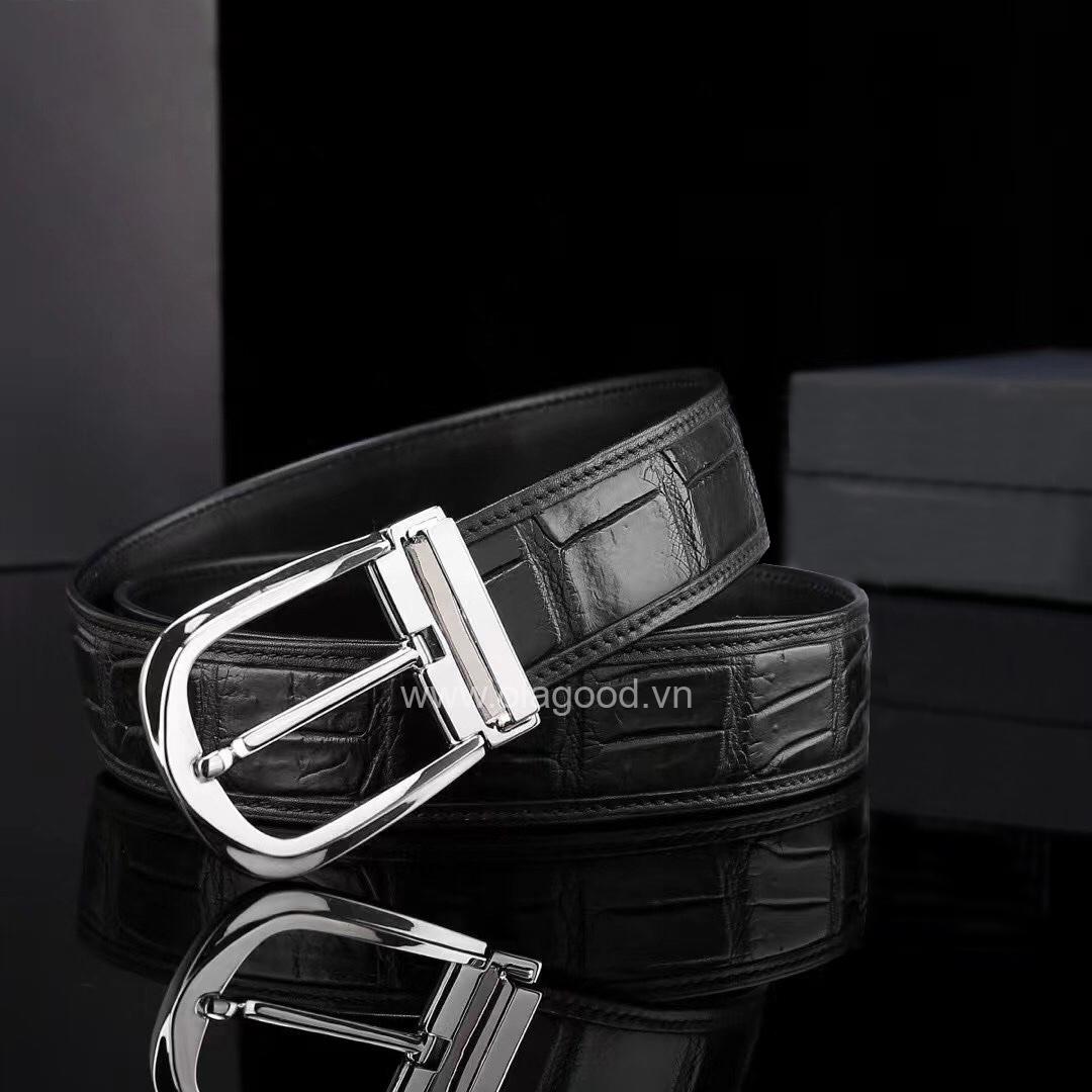 Dây lưng nam da cá sấu - Khóa bạc 925 - TLB011S - Hình ảnh 2