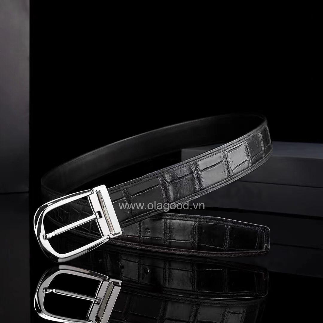 Dây lưng nam da cá sấu - Khóa bạc 925 - TLB011S - Hình ảnh 4
