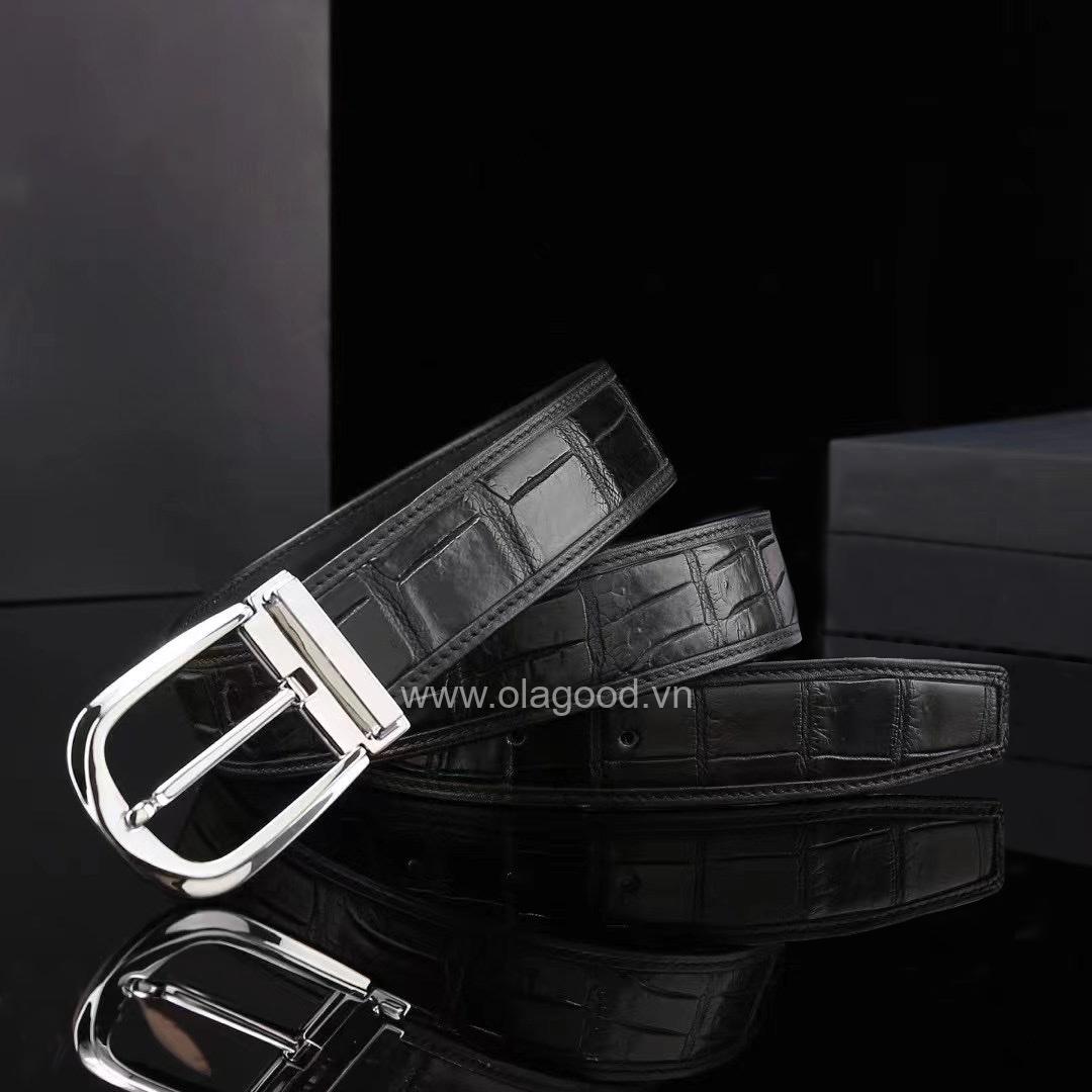 Dây lưng nam da cá sấu - Khóa bạc 925 - TLB011S