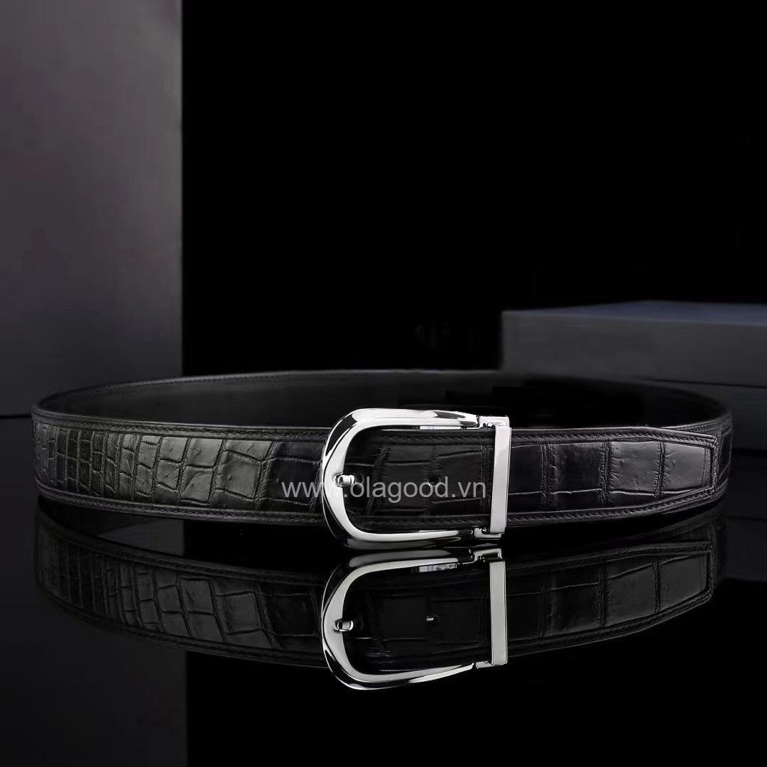 Dây lưng nam da cá sấu - Khóa bạc 925 - TLB011S - Hình ảnh 6
