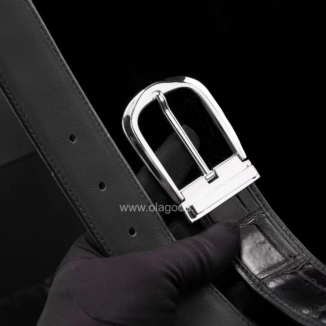 Dây lưng nam da cá sấu - Khóa bạc 925 - TLB011S - Hình ảnh 7