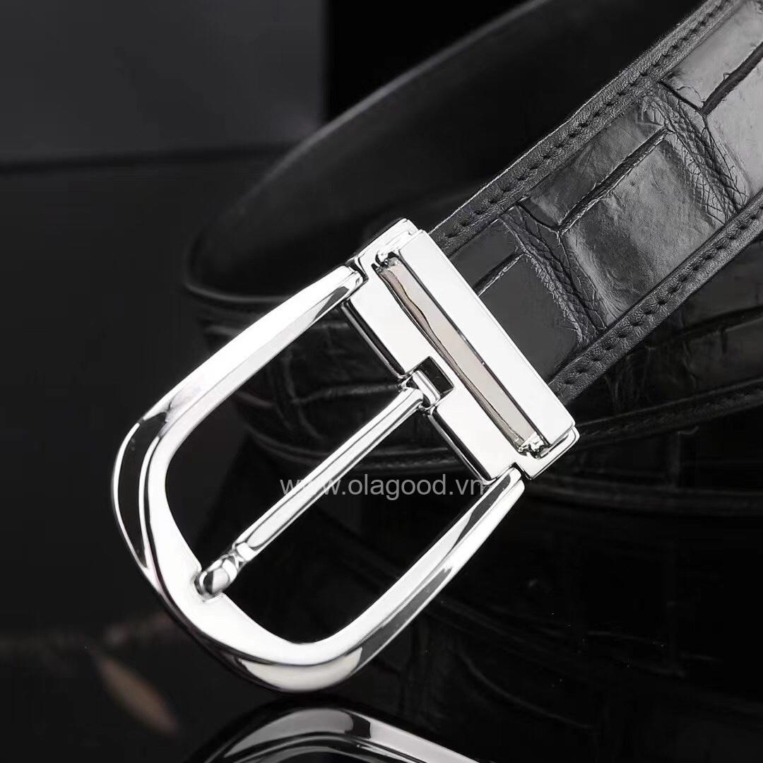Dây lưng nam da cá sấu - Khóa bạc 925 - TLB011S - Hình ảnh 8