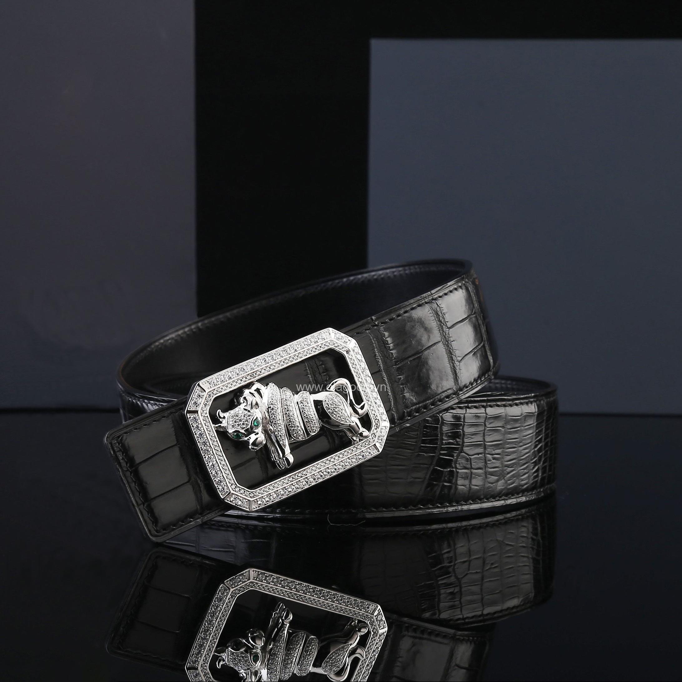 Dây nịt cá sấu nam - Khóa bạc Ý 925 - TLB0114S - Hình ảnh 2