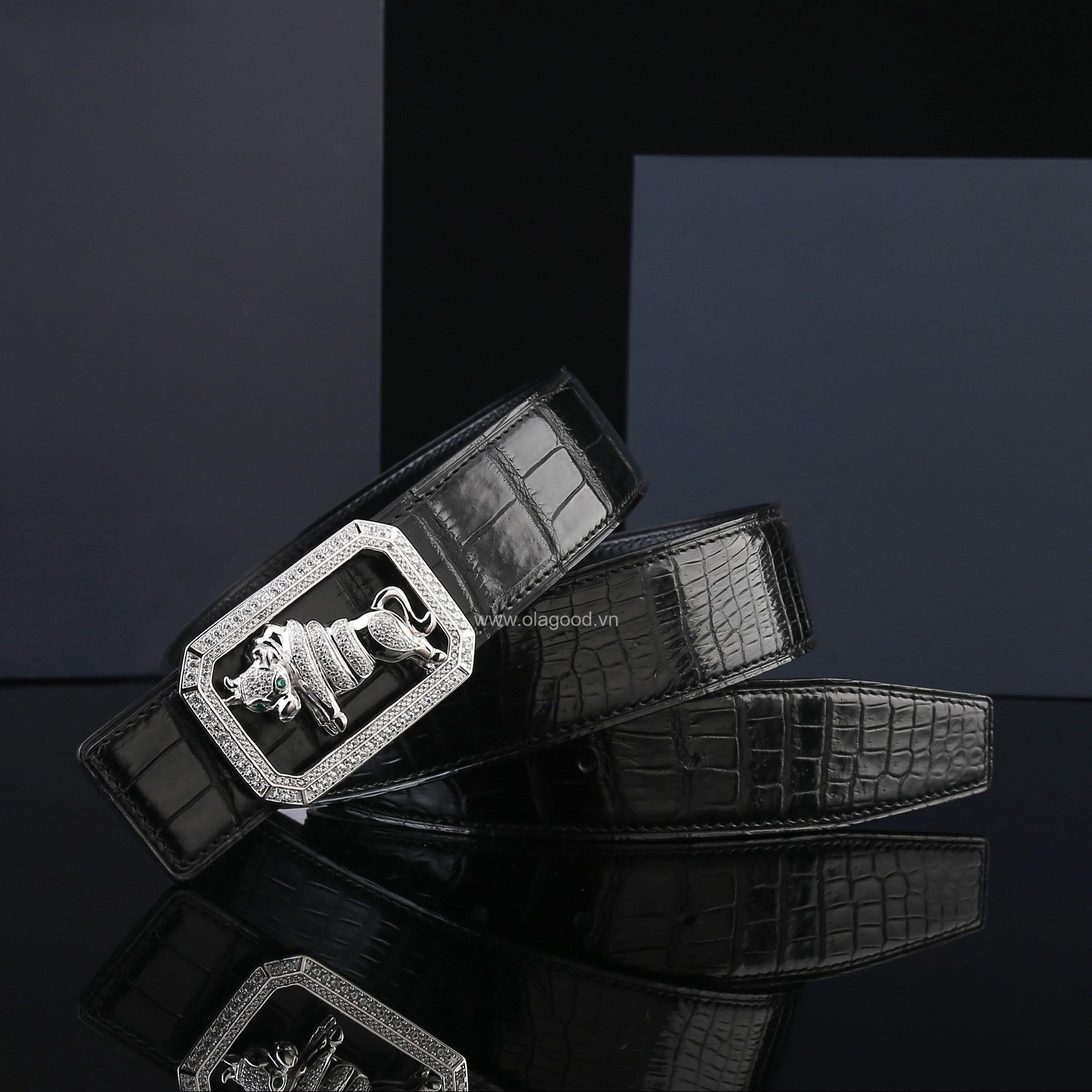 Dây nịt cá sấu nam - Khóa bạc Ý 925 - TLB0114S