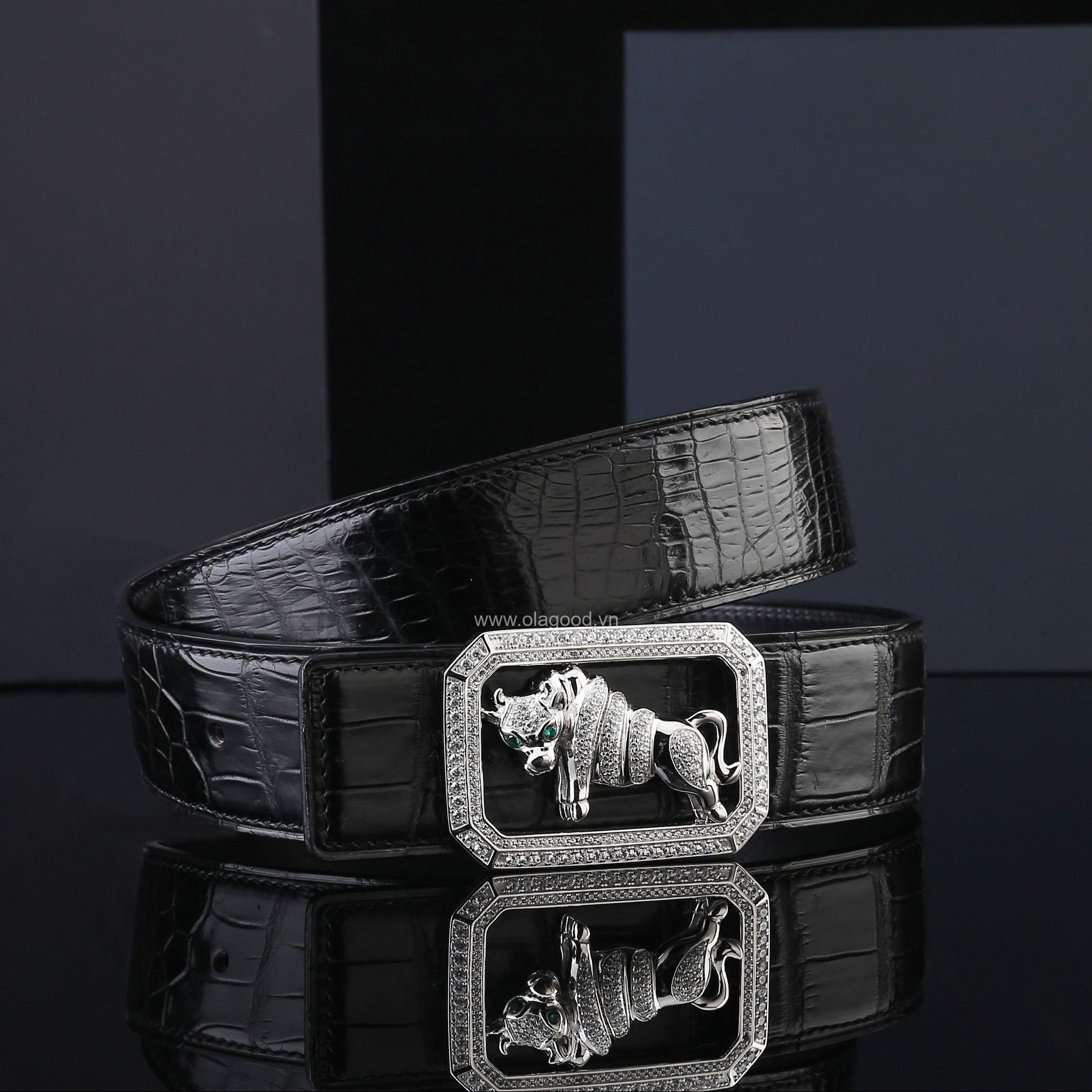 Dây nịt cá sấu nam - Khóa bạc Ý 925 - TLB0114S - Hình ảnh 3