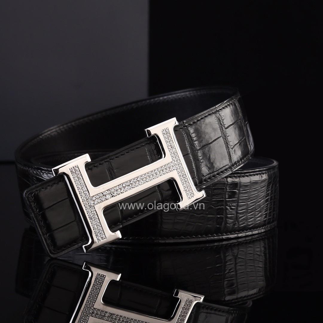 Dây nịt cá sấu thật - Khóa bạc Ý 925 - TLB0124S