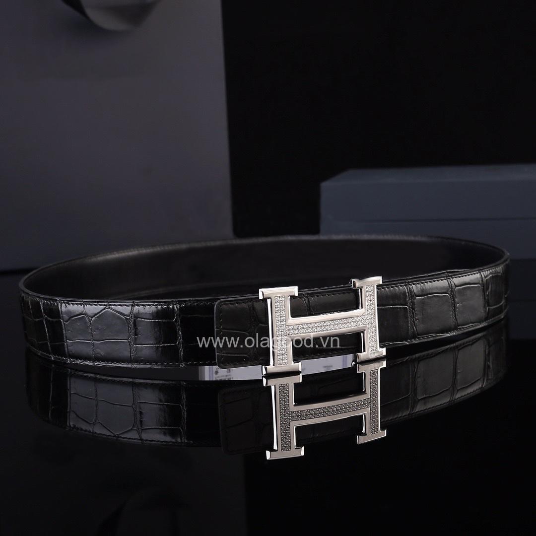 Dây nịt cá sấu thật - Khóa bạc Ý 925 - TLB0124S - Hình ảnh 4