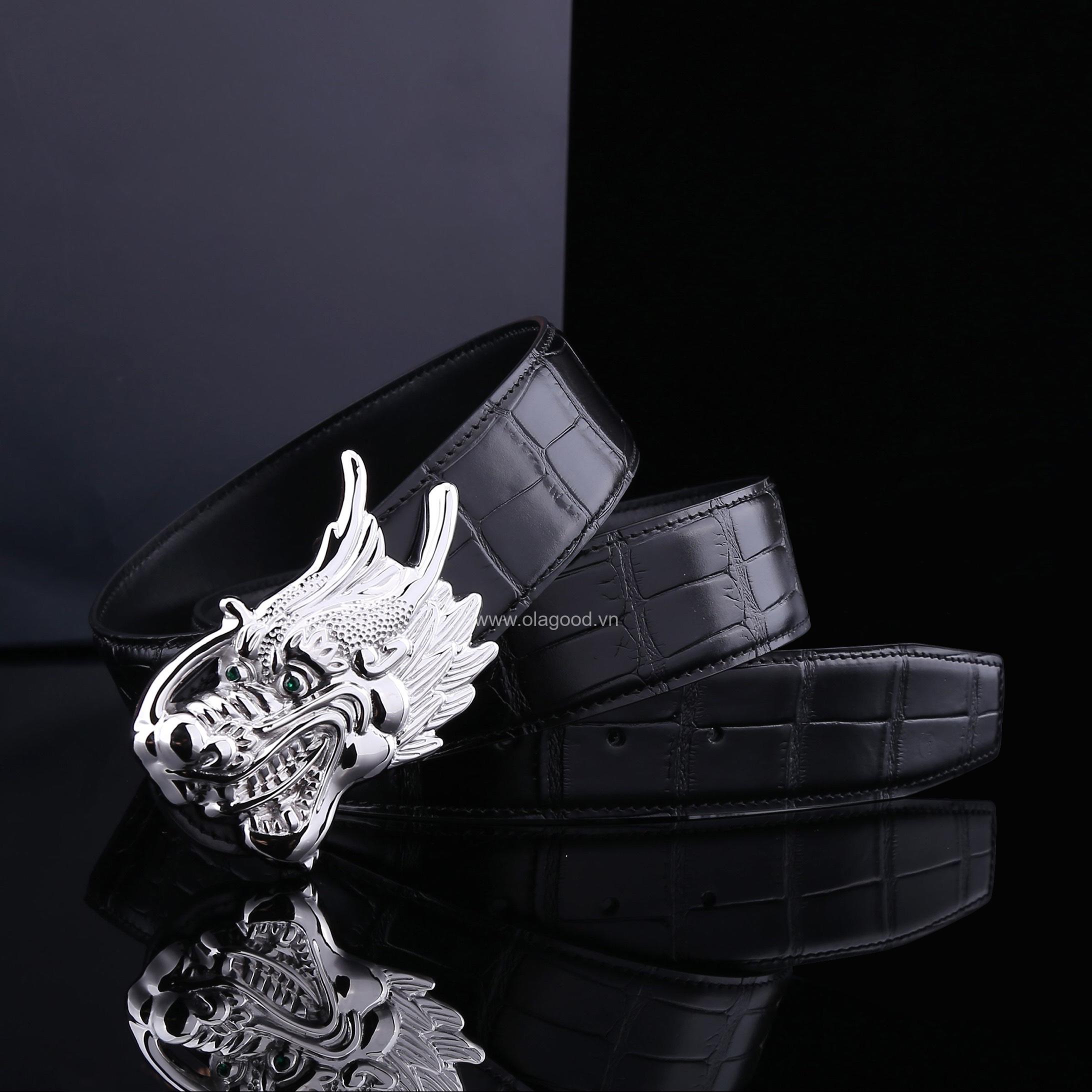 Dây nịt da cá sấu - Khóa bạc Ý 925 - TLB019S