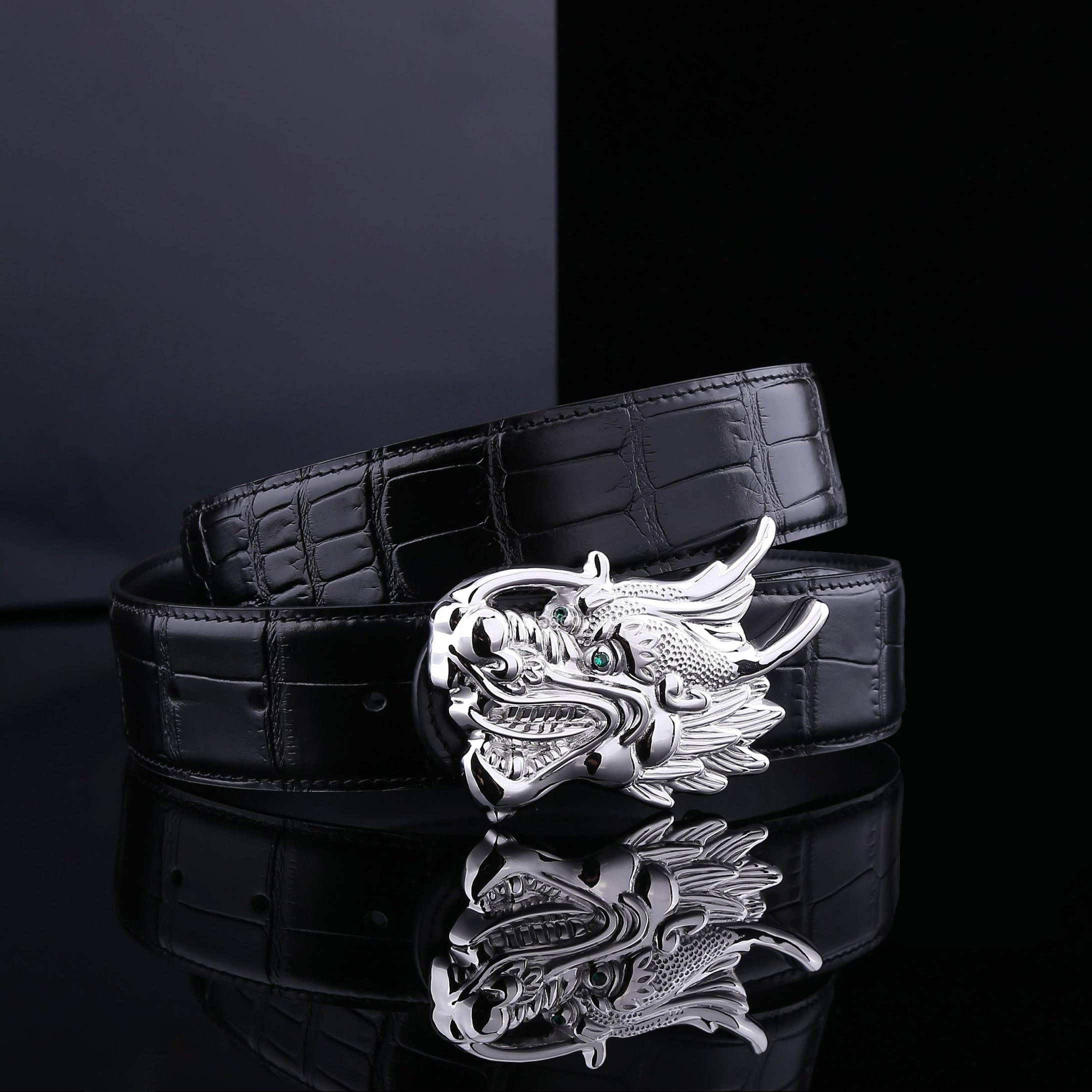 Dây nịt da cá sấu - Khóa bạc Ý 925 - TLB019S - Hình ảnh 3