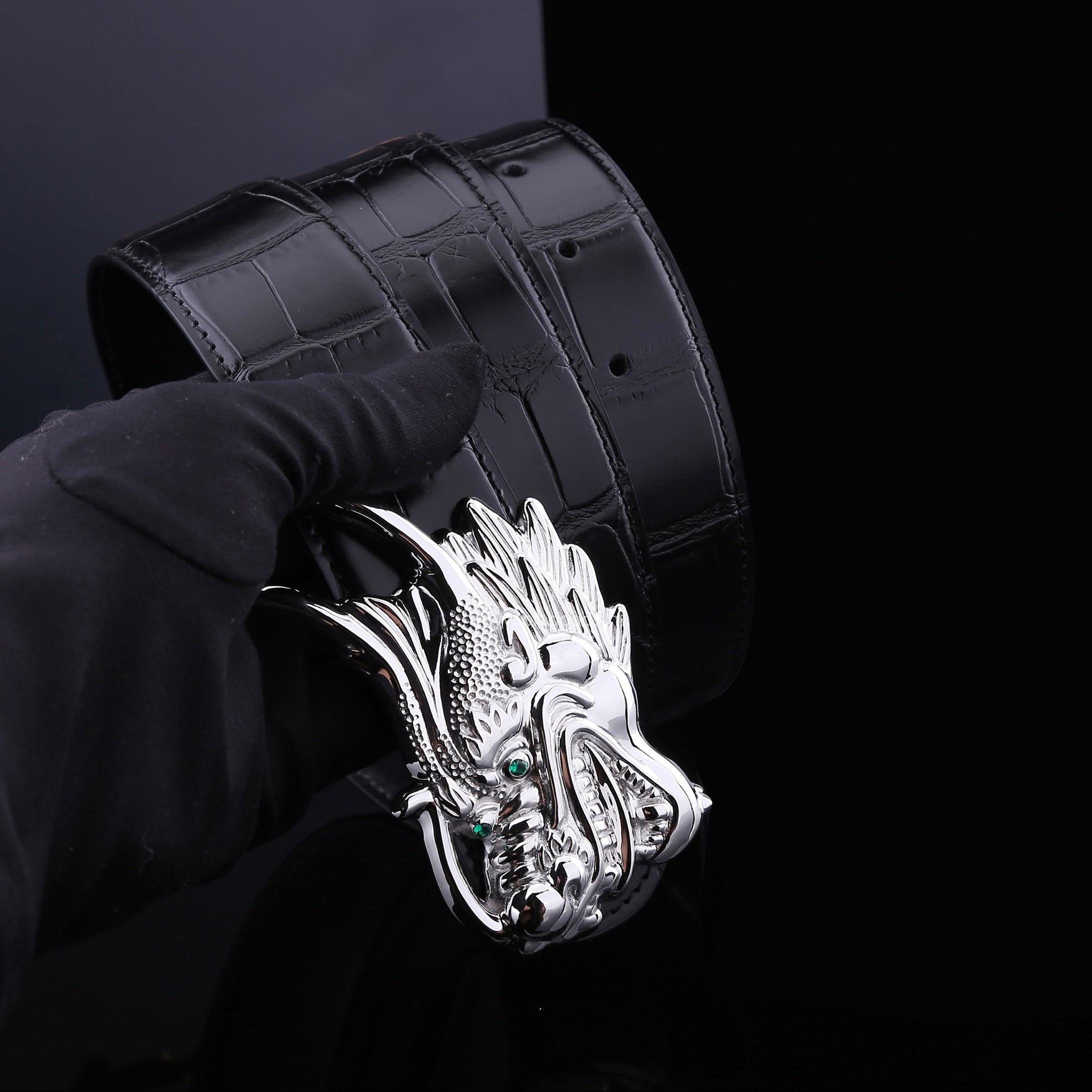 Dây nịt da cá sấu - Khóa bạc Ý 925 - TLB019S - Hình ảnh 4