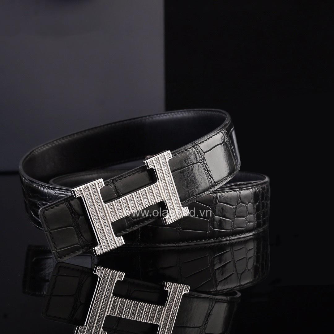 Dây nịt da cá sấu chính hãng - Khóa bạc Ý 925 - TLB0127S