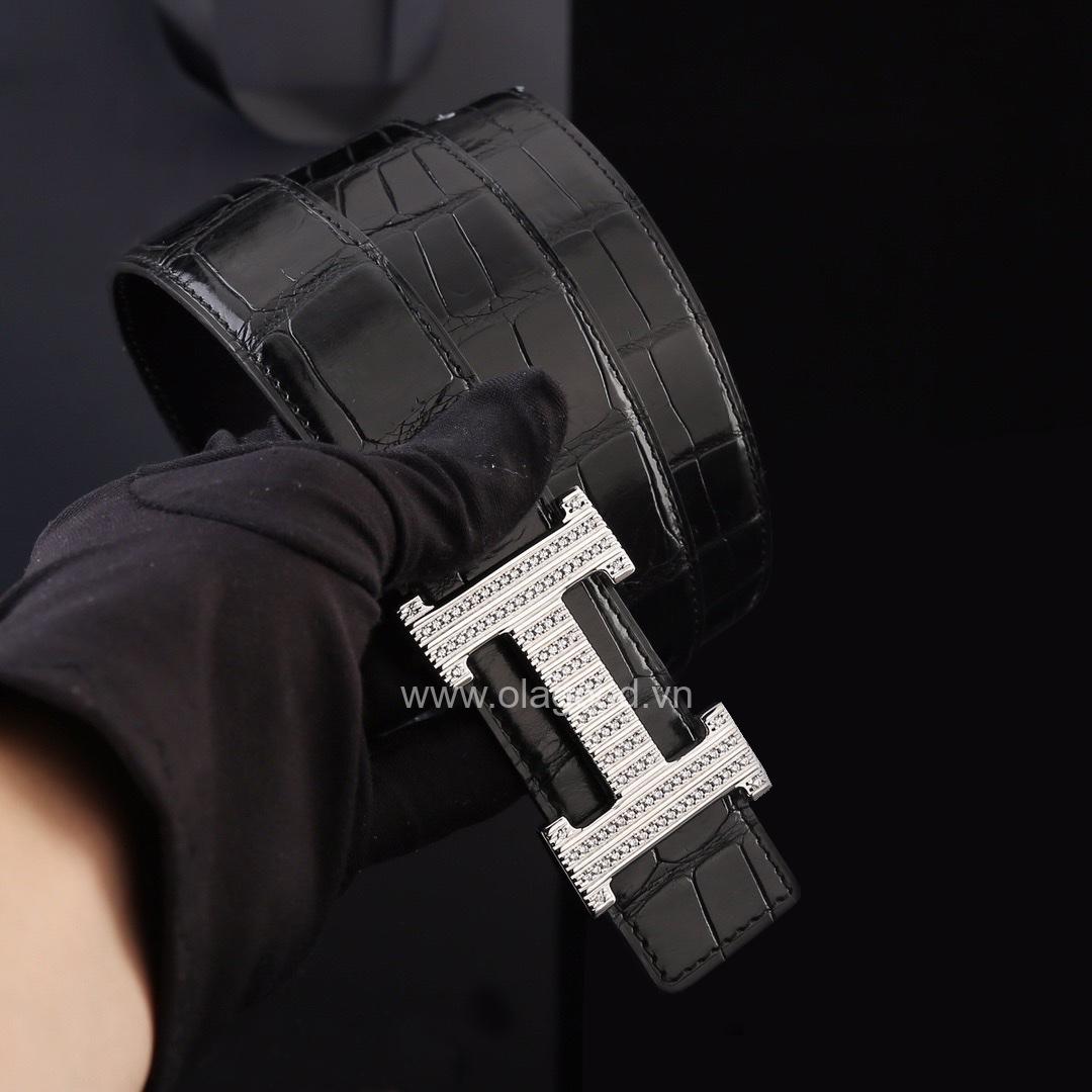 Dây nịt da cá sấu chính hãng - Khóa bạc Ý 925 - TLB0127S - Hình ảnh 2