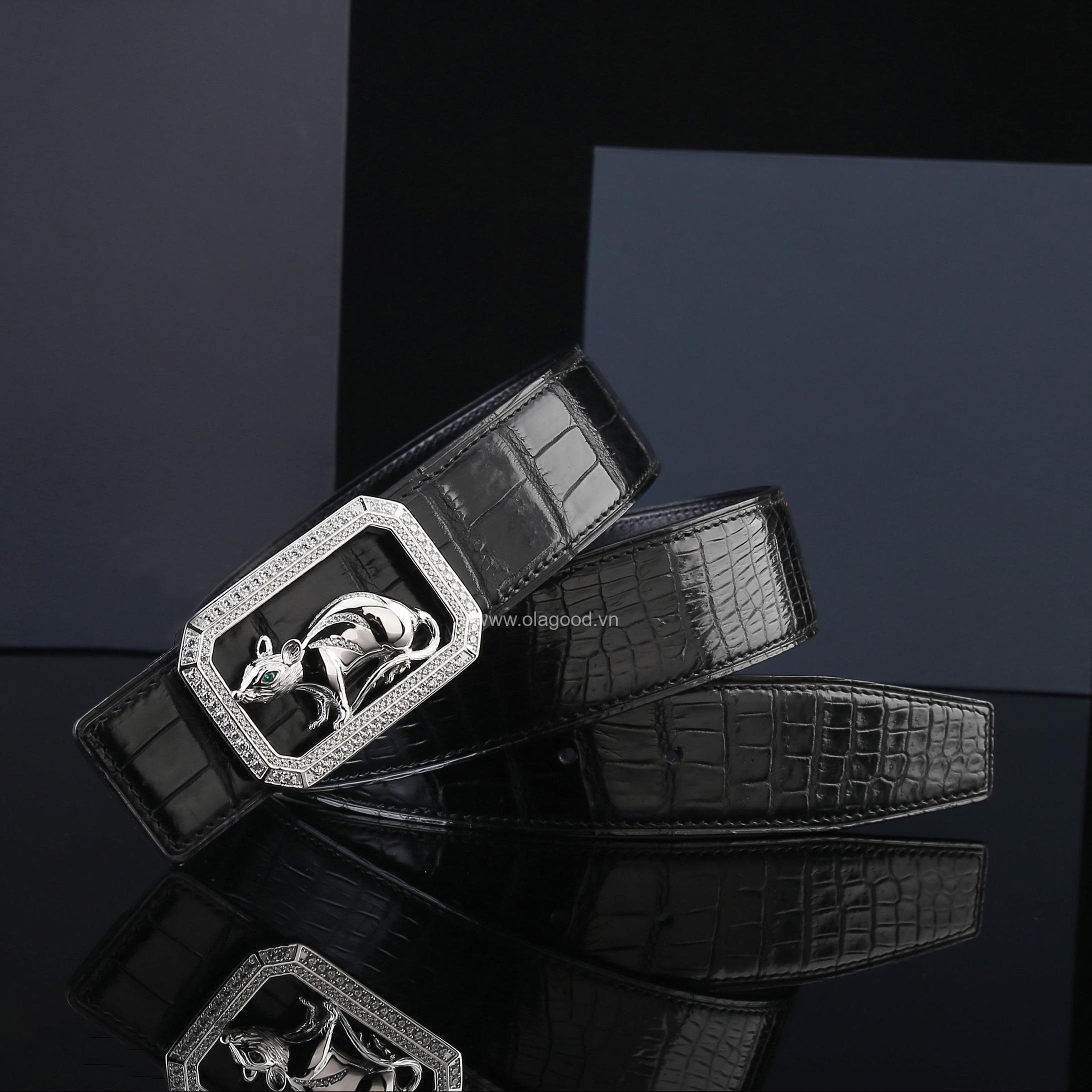 Dây nịt nam cá sấu - Khóa bạc Ý 925 - TLB0113S