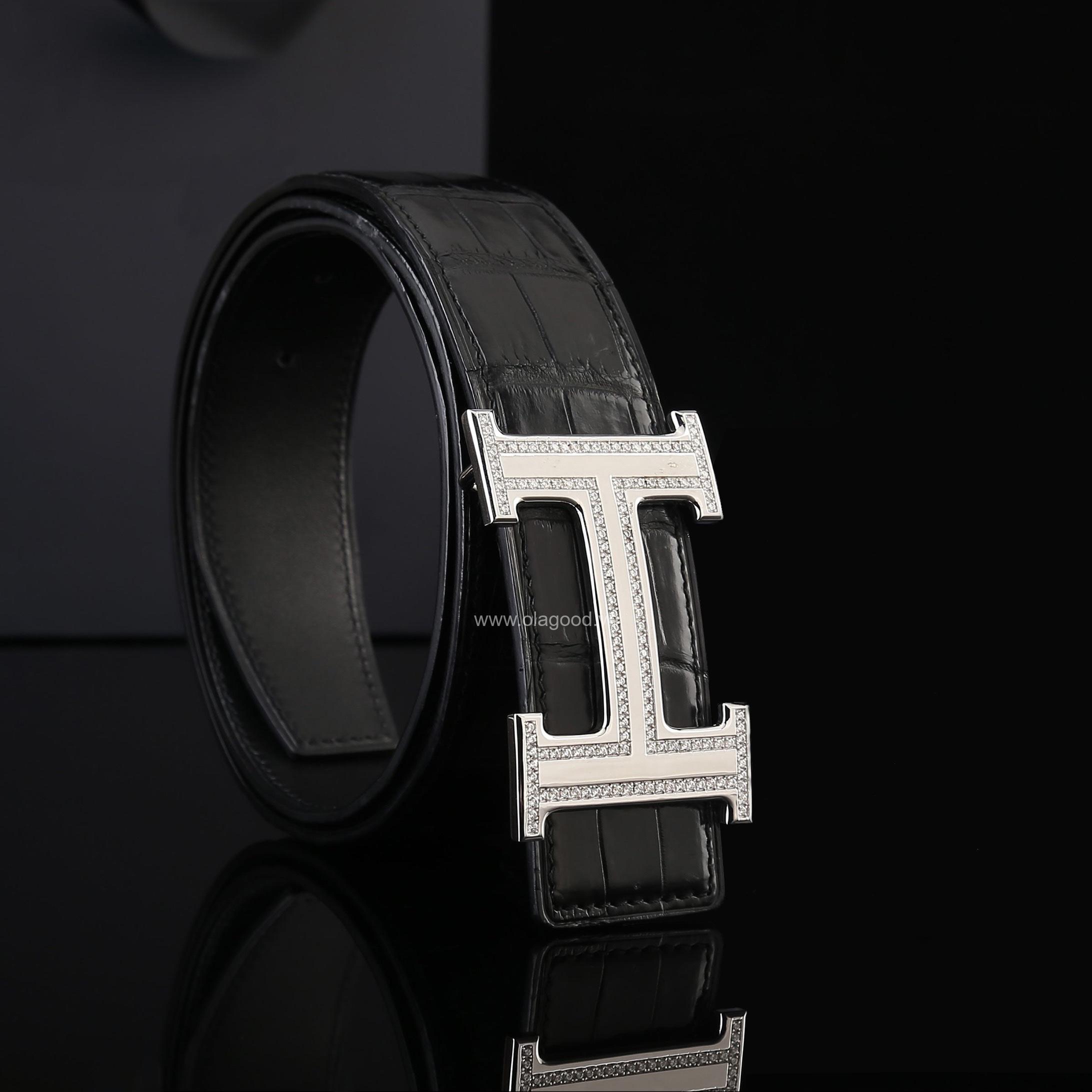 Dây nịt nam cá sấu thật - Khóa bạc Ý 925 - TLB0125S - Hình ảnh 3