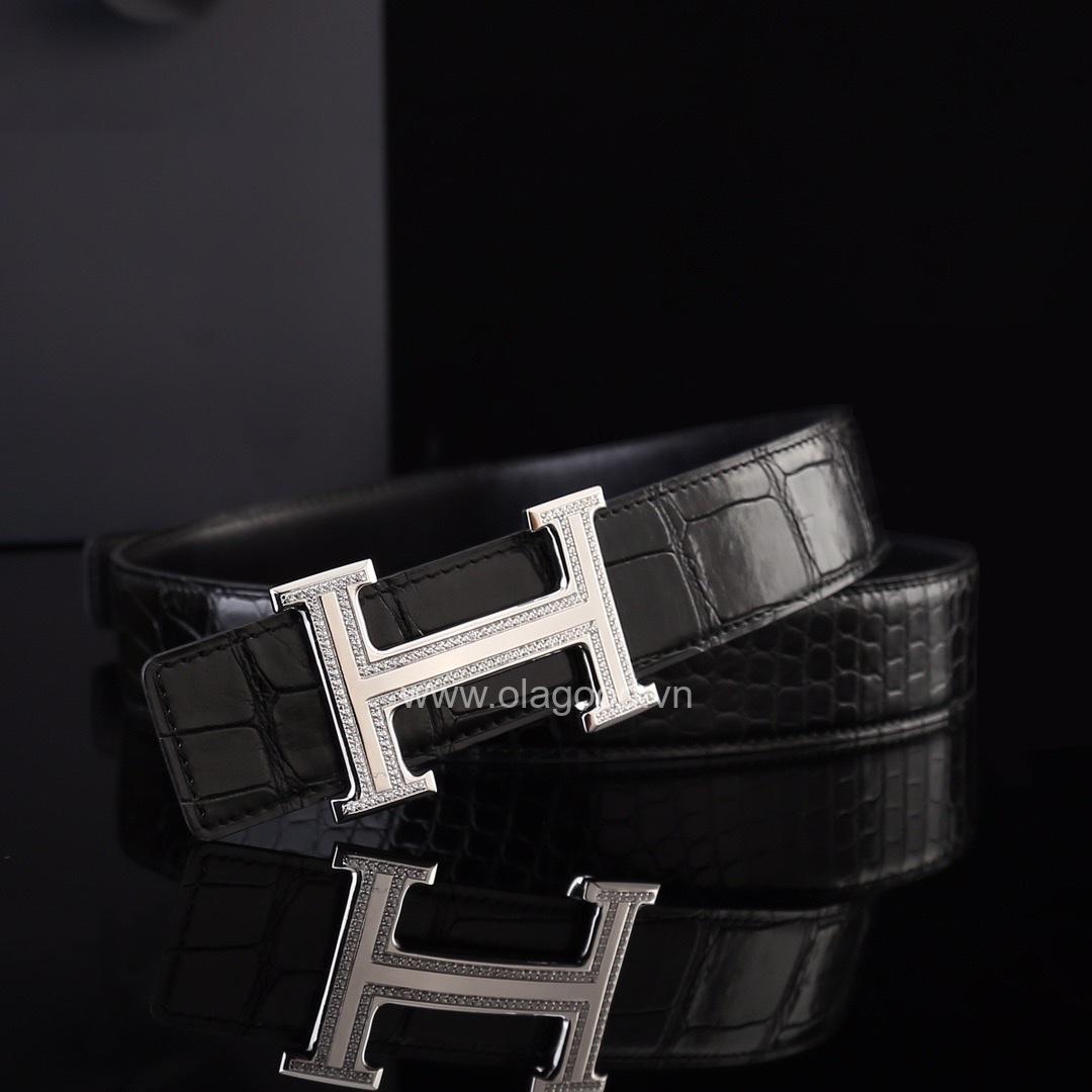 Dây nịt nam cá sấu thật - Khóa bạc Ý 925 - TLB0125S
