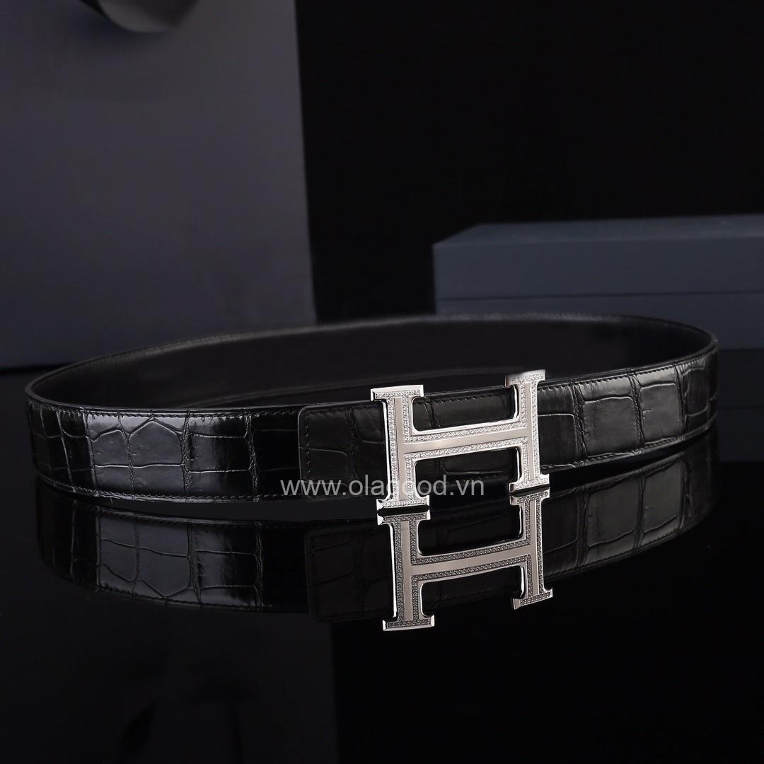 Dây nịt nam cá sấu thật - Khóa bạc Ý 925 - TLB0125S - Hình ảnh 4