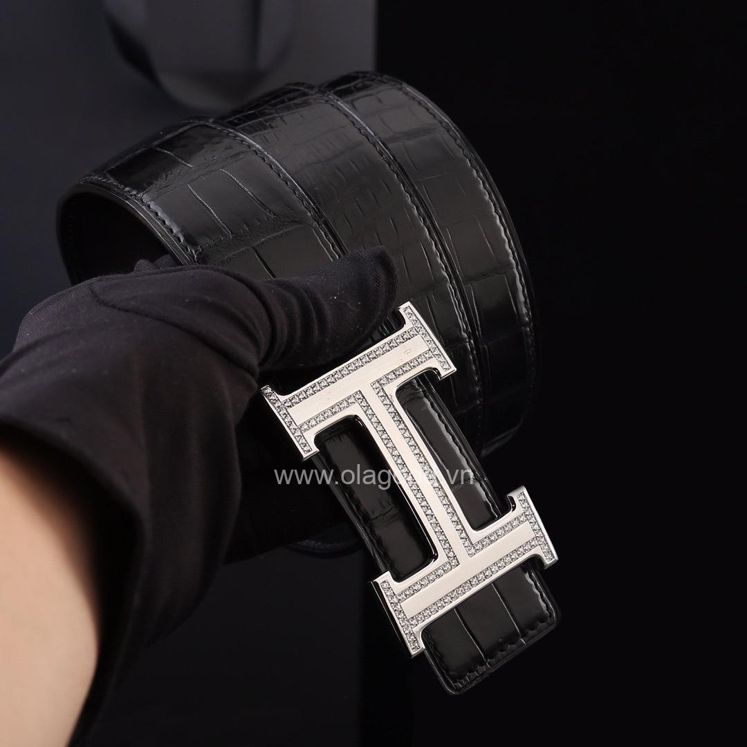 Dây nịt nam cá sấu thật - Khóa bạc Ý 925 - TLB0125S - Hình ảnh 2