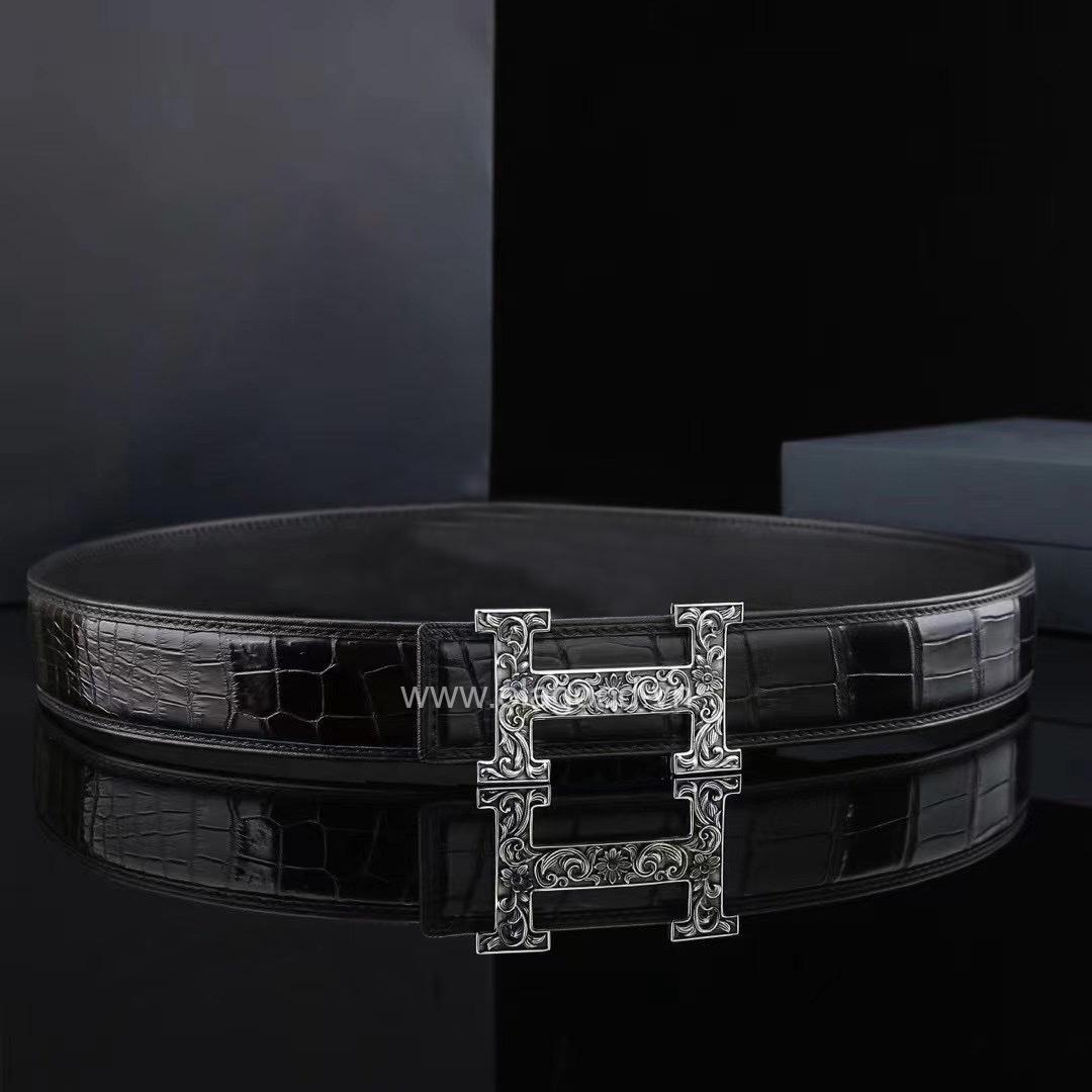 Dây nịt nam da cá sấu - Khóa bạc Ý 925 - TLB018S - Hình ảnh 6