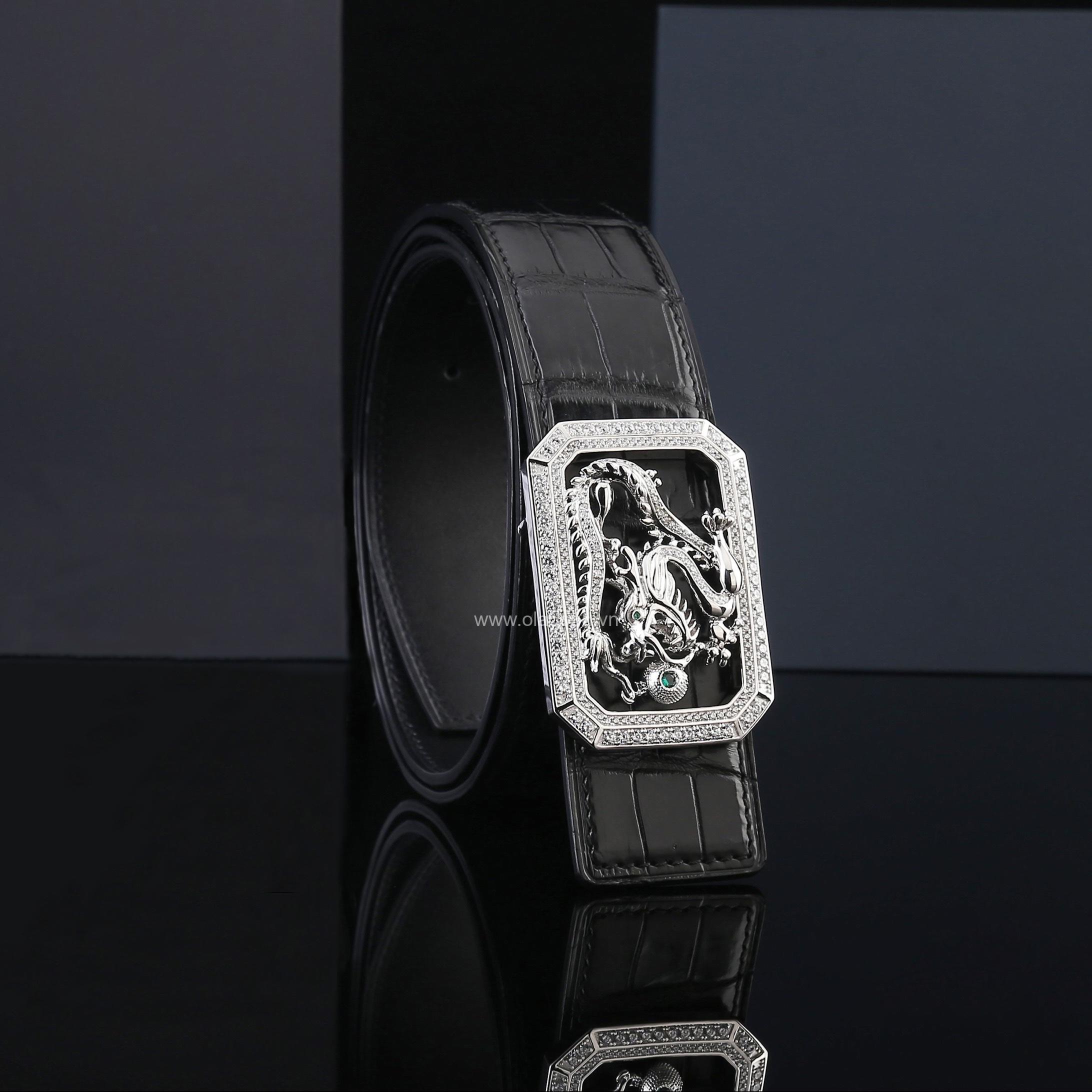 Dây nịt nam da cá sấu cao cấp - Khóa bạc Ý 925 - TLB0116S - Hình ảnh 5