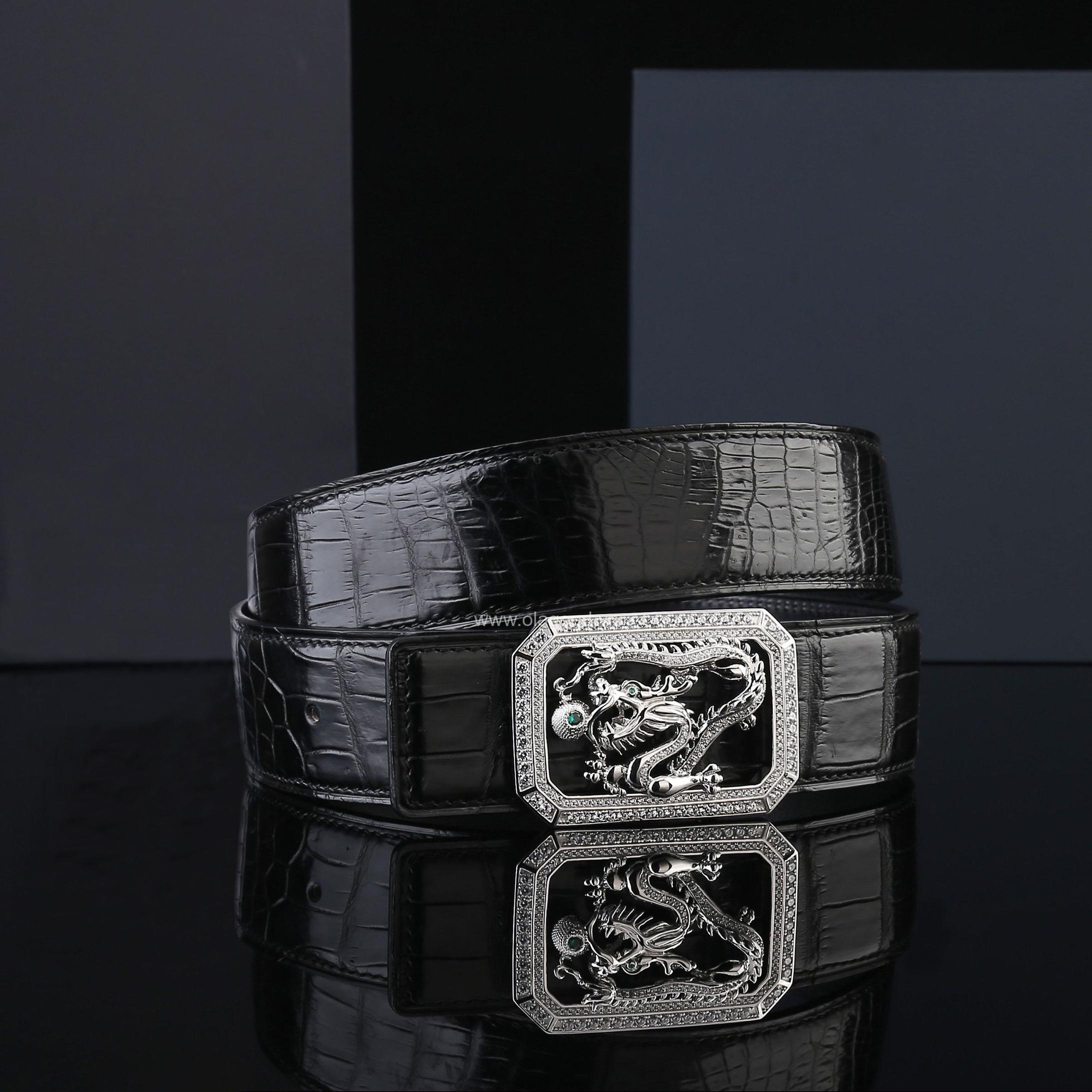 Dây nịt nam da cá sấu cao cấp - Khóa bạc Ý 925 - TLB0116S - Hình ảnh 3