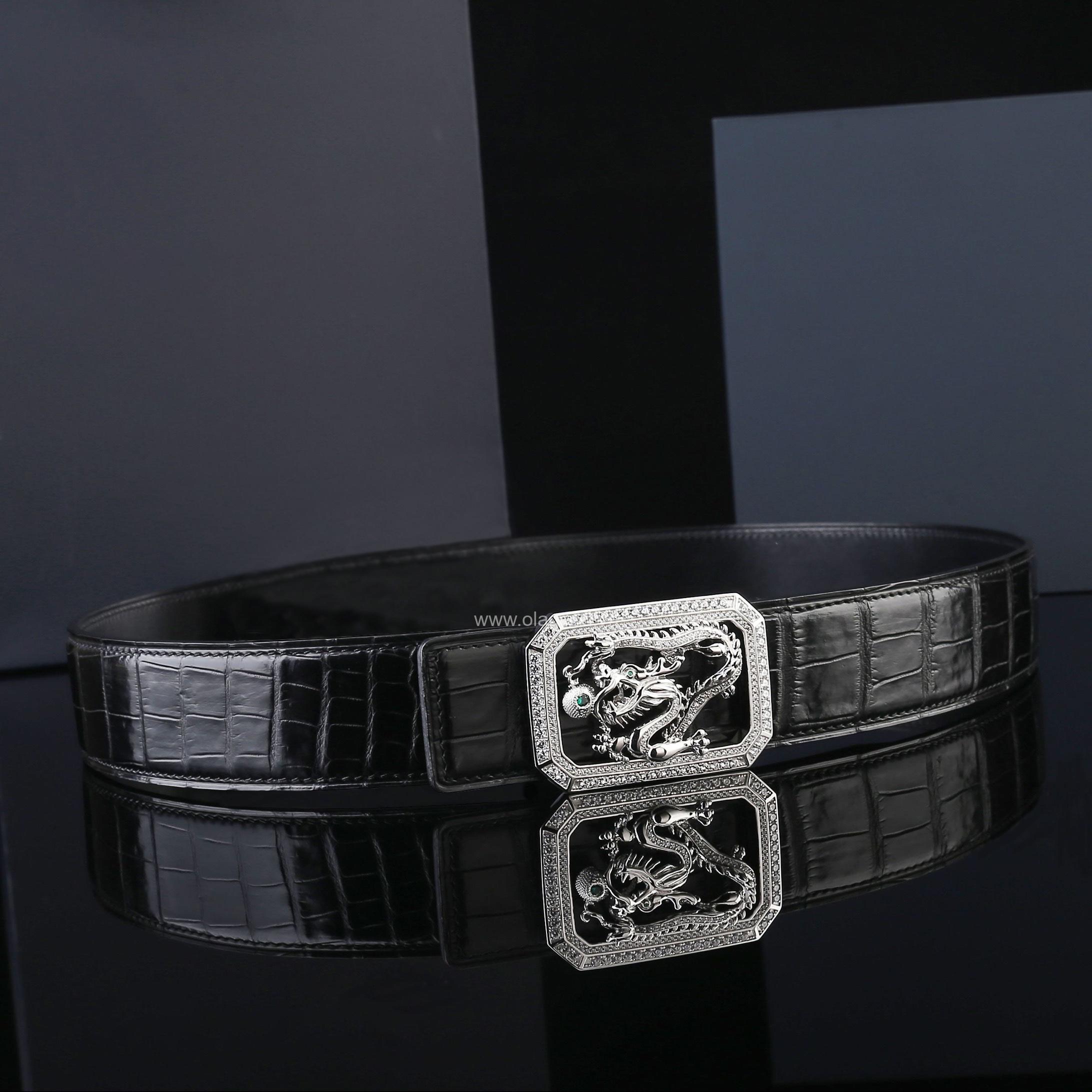 Dây nịt nam da cá sấu cao cấp - Khóa bạc Ý 925 - TLB0116S - Hình ảnh 4