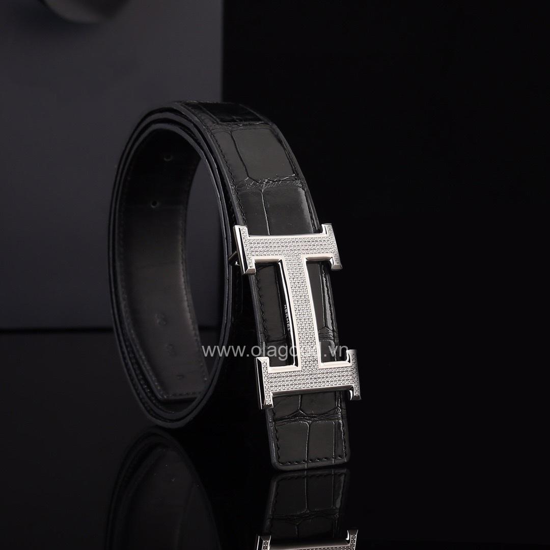 Dây nịt nam da cá sấu chính hãng - Khóa bạc Ý 925 - TLB0128S - Hình ảnh 3