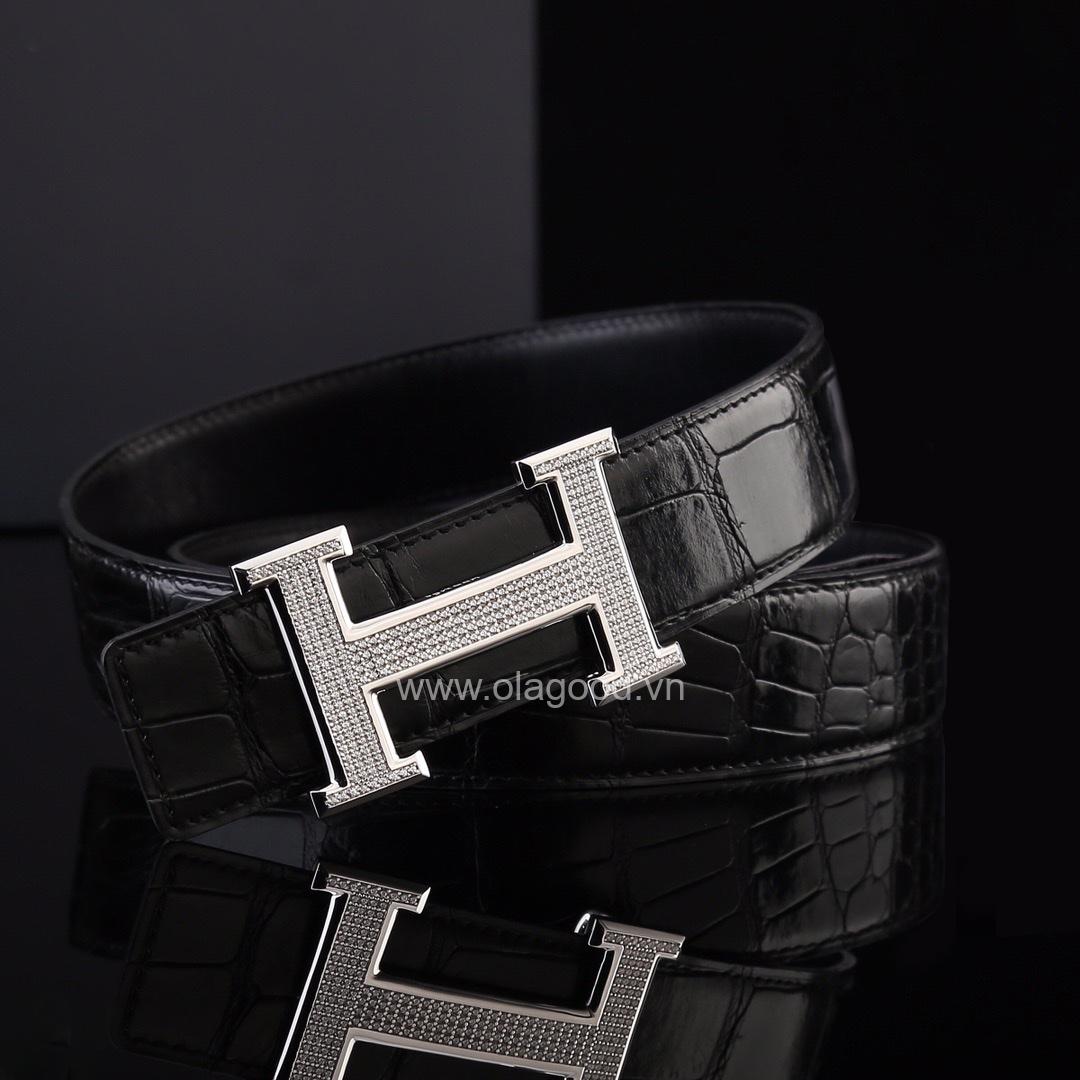 Dây nịt nam da cá sấu chính hãng - Khóa bạc Ý 925 - TLB0128S