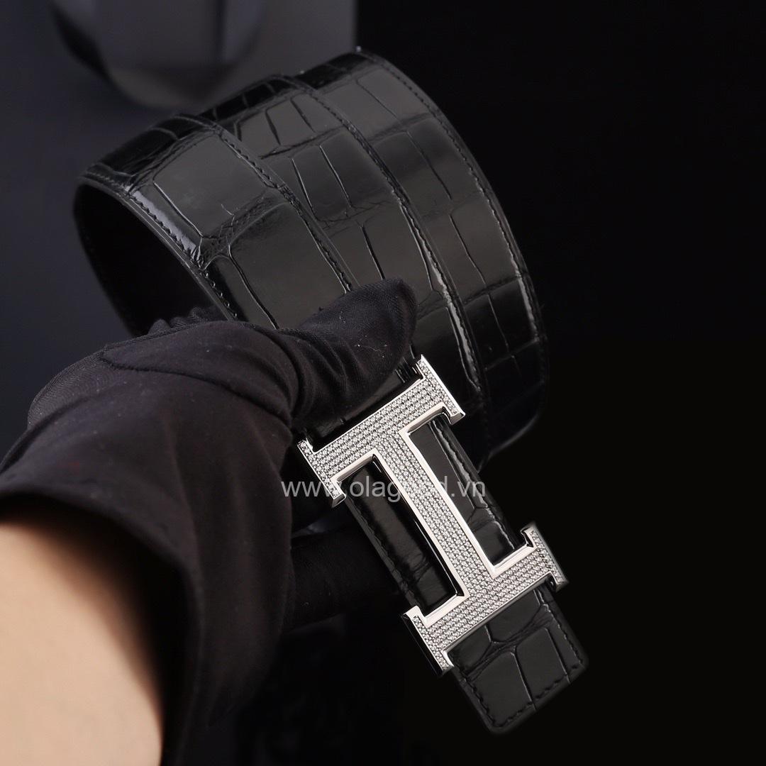 Dây nịt nam da cá sấu chính hãng - Khóa bạc Ý 925 - TLB0128S - Hình ảnh 2