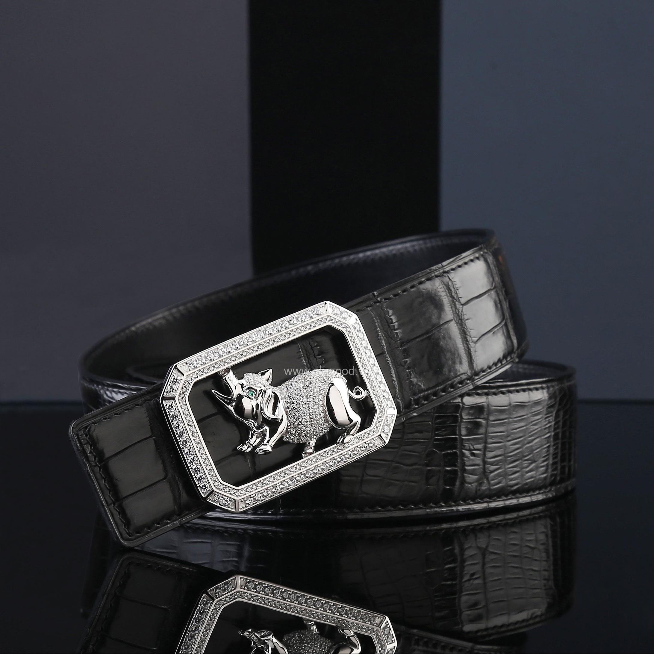 Dây nịt nam da cá sấu thật - Khóa bạc Ý 925 - TLB0123S - Hình ảnh 2