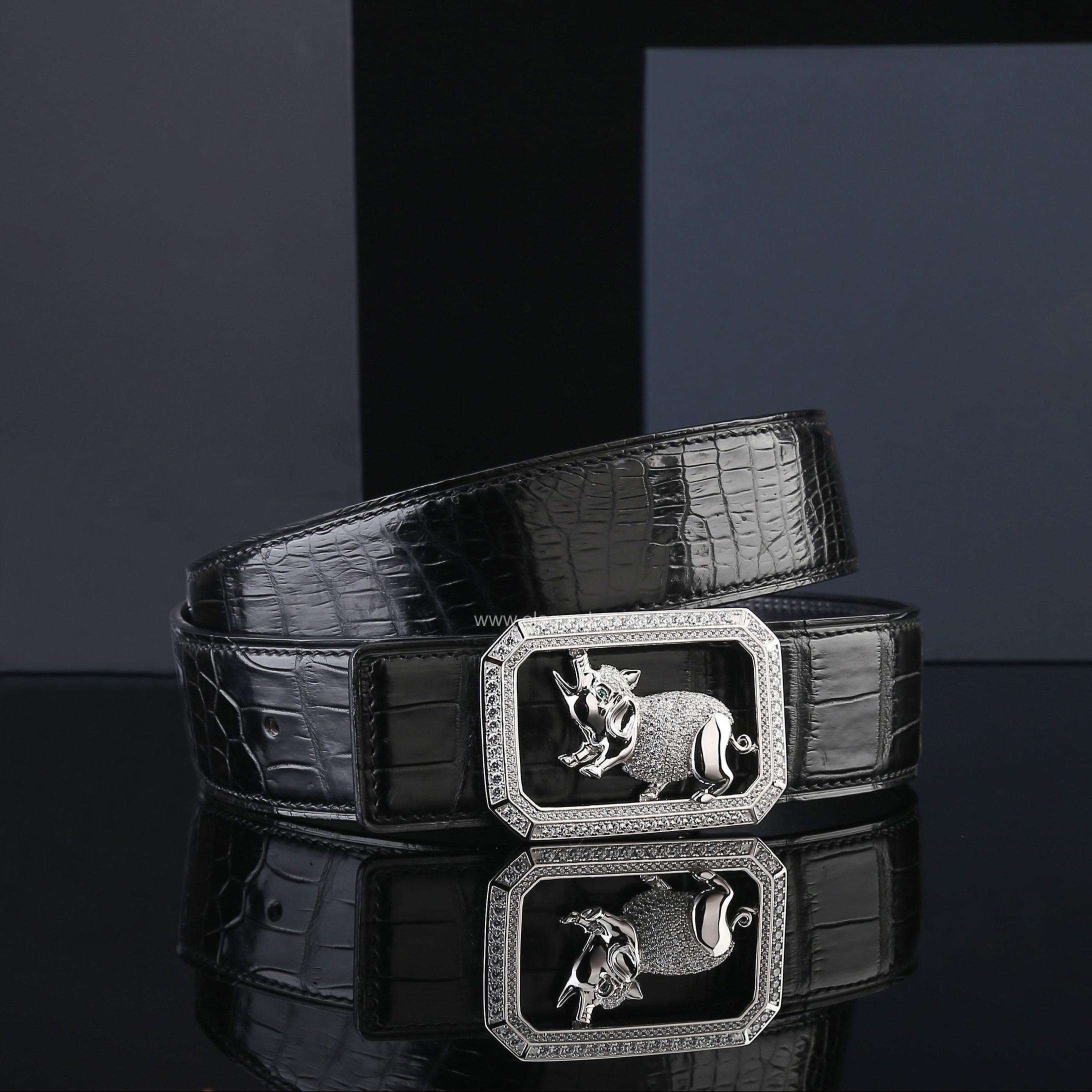 Dây nịt nam da cá sấu thật - Khóa bạc Ý 925 - TLB0123S - Hình ảnh 3