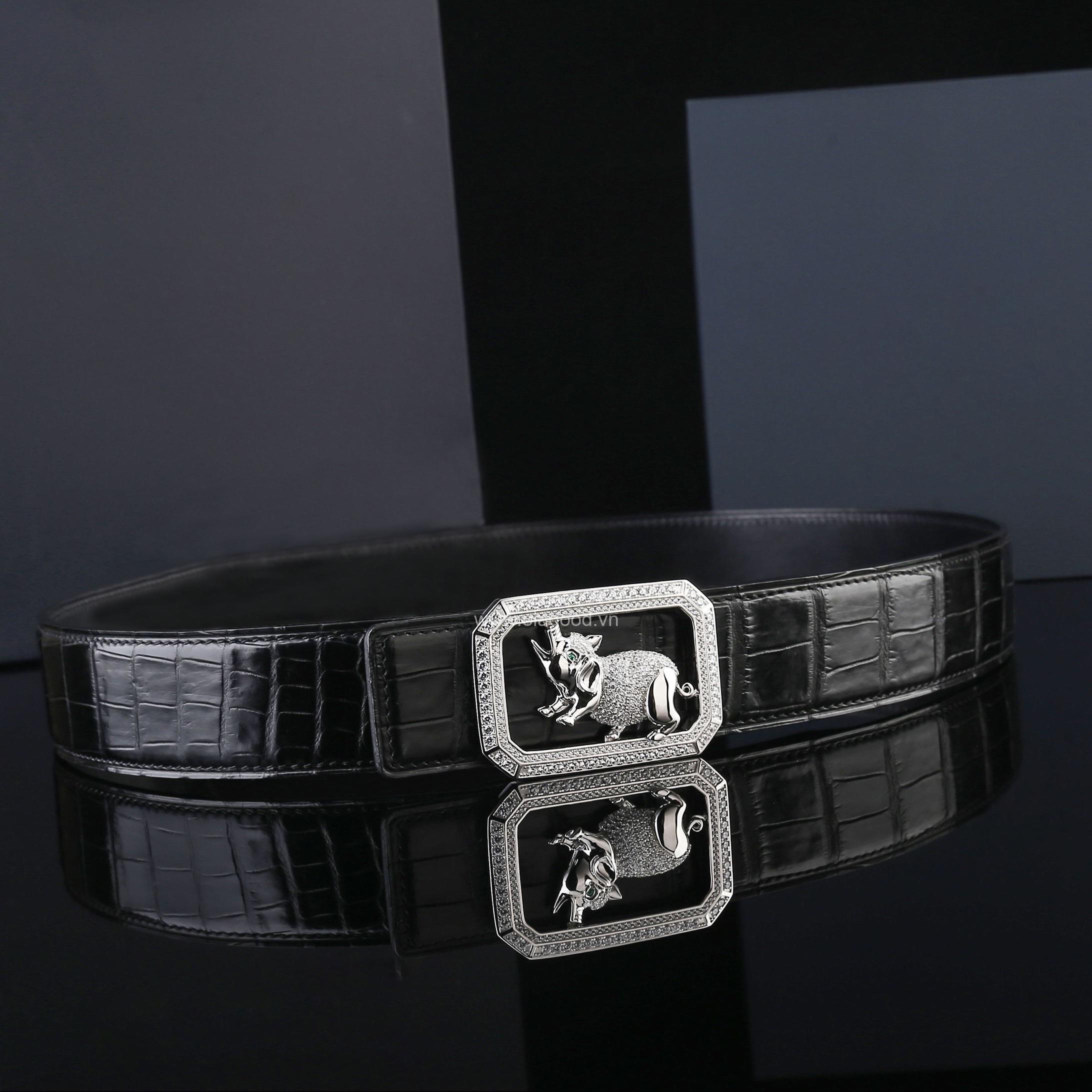 Dây nịt nam da cá sấu thật - Khóa bạc Ý 925 - TLB0123S - Hình ảnh 5