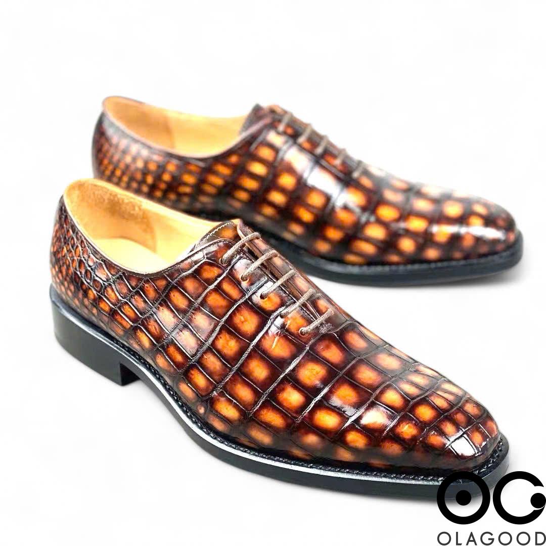 Giày handmade da cá sấu nam - Goodyear patina - GGP013S - Hình ảnh 11
