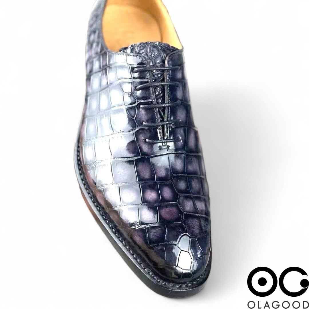 Giày handmade da cá sấu nam - Goodyear patina - GGP013S - Hình ảnh 8