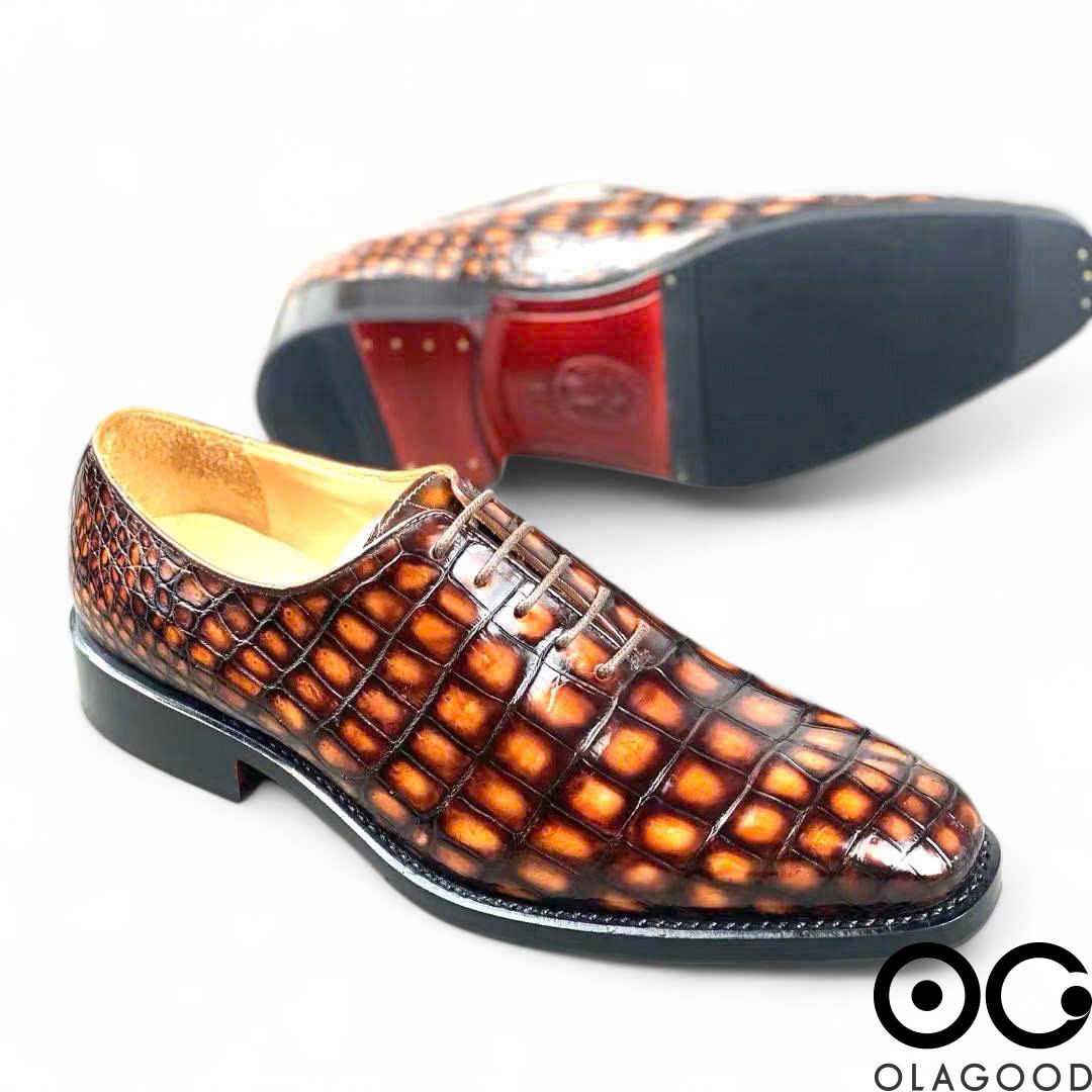 Giày handmade da cá sấu nam - Goodyear patina - GGP013S - Hình ảnh 16